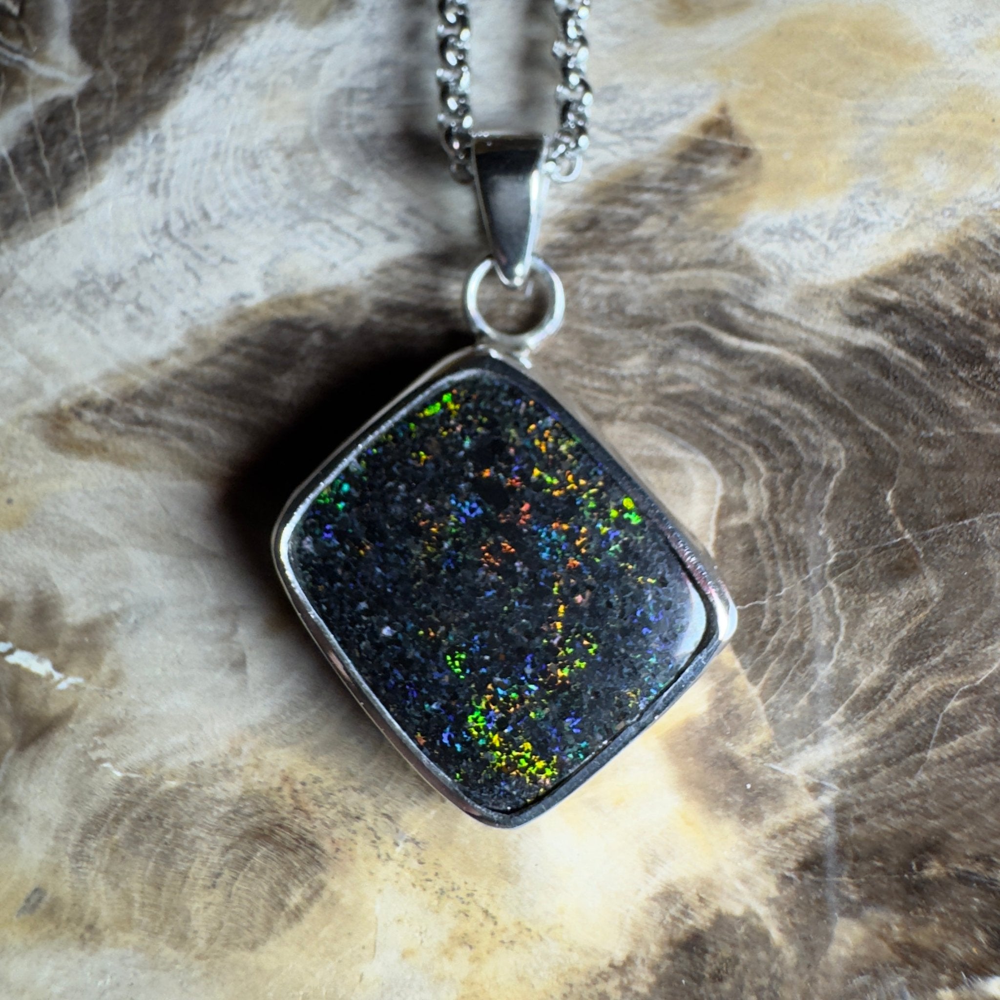 10.2ct Andamooka Matrix Opal Pendant Necklace ~ 'Eyre Peninsula Glow' | 925 Sterling Silver | Solid Australian Opal