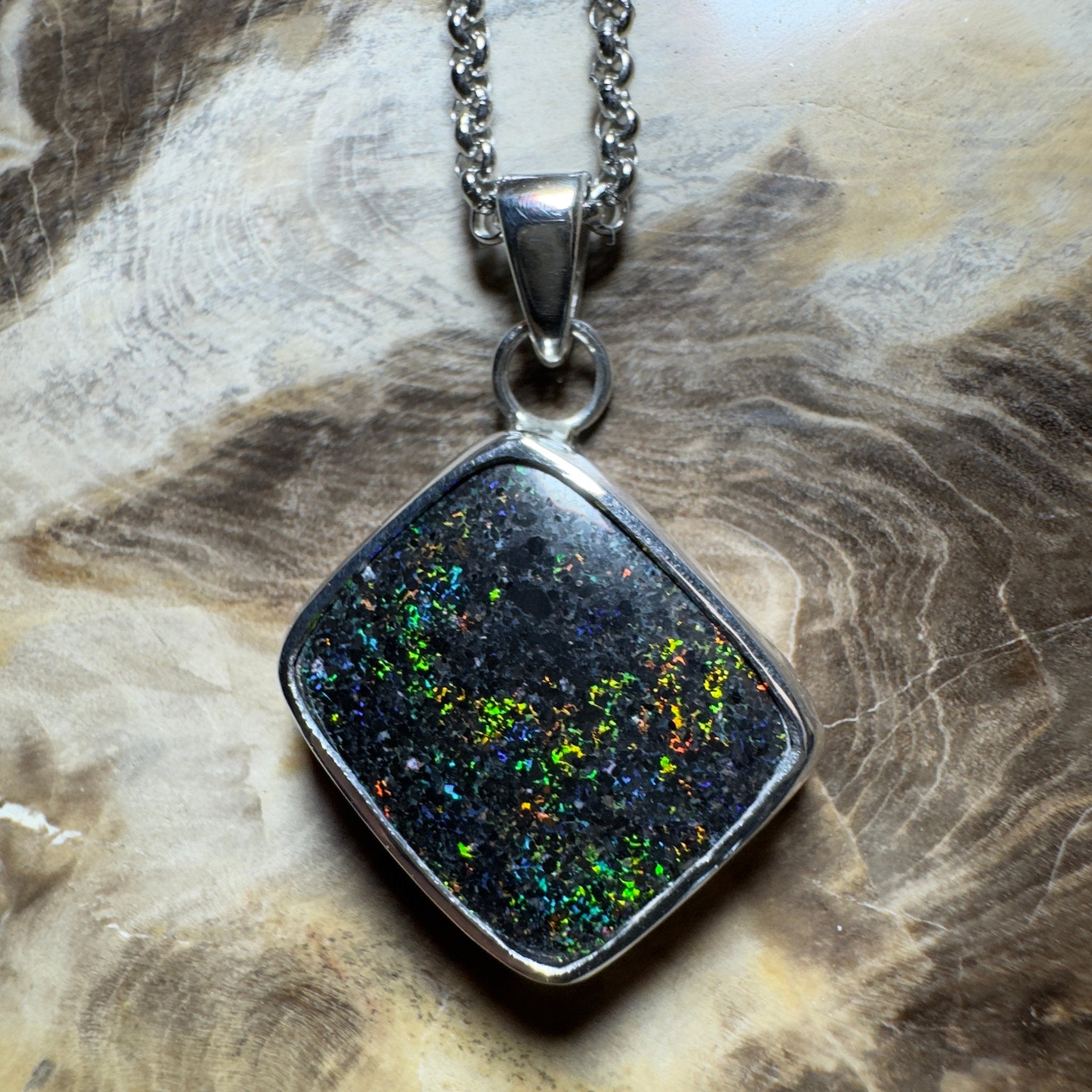 10.2ct Andamooka Matrix Opal Pendant Necklace ~ 'Eyre Peninsula Glow' | 925 Sterling Silver | Solid Australian Opal