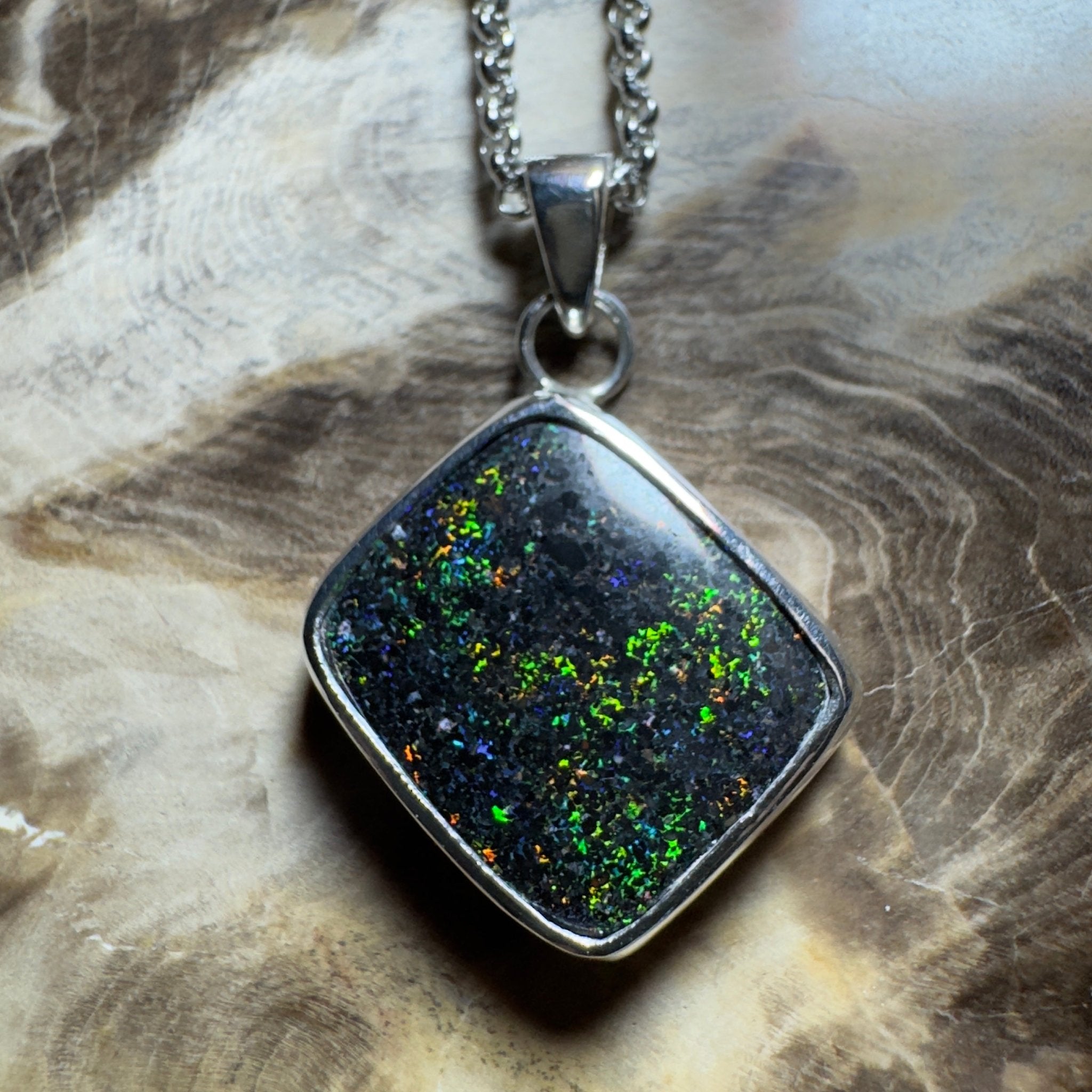 10.2ct Andamooka Matrix Opal Pendant Necklace ~ 'Eyre Peninsula Glow' | 925 Sterling Silver | Solid Australian Opal