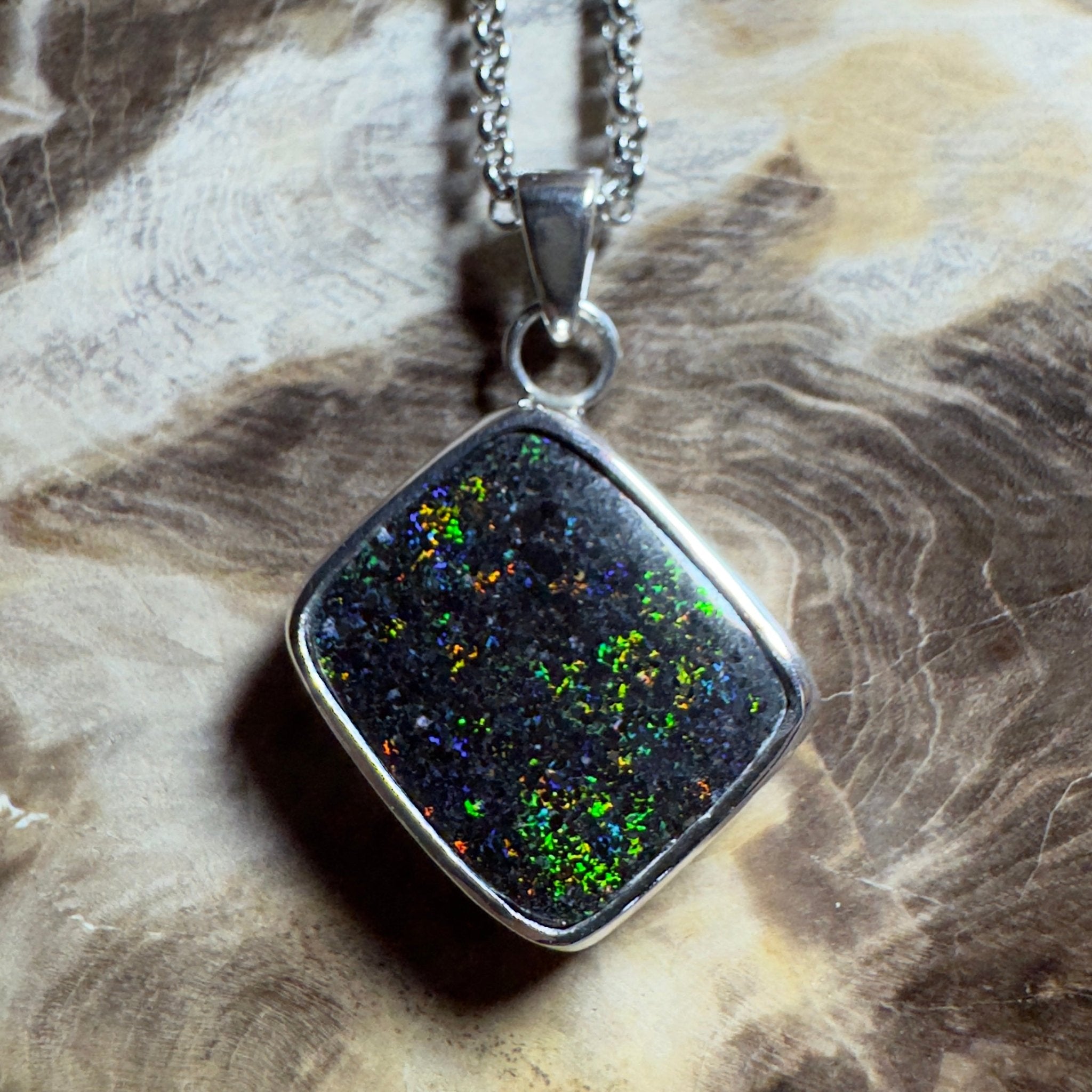 10.2ct Andamooka Matrix Opal Pendant Necklace ~ 'Eyre Peninsula Glow' | 925 Sterling Silver | Solid Australian Opal