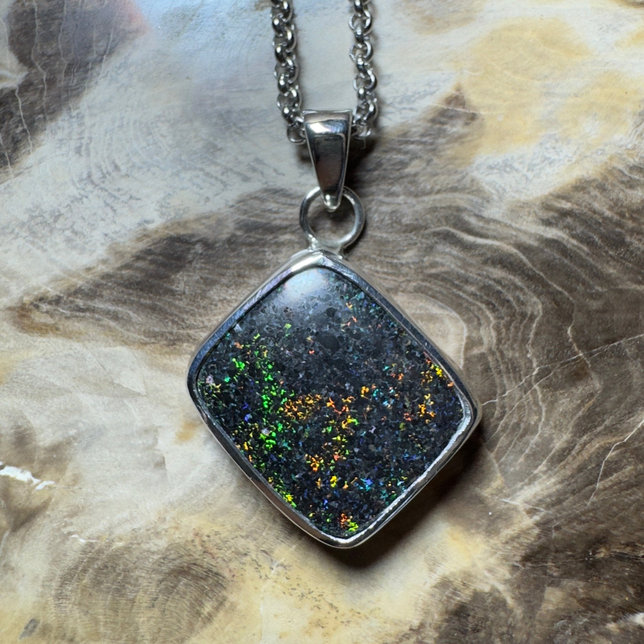 10.2ct Andamooka Matrix Opal Pendant Necklace ~ 'Eyre Peninsula Glow' | 925 Sterling Silver | Solid Australian Opal