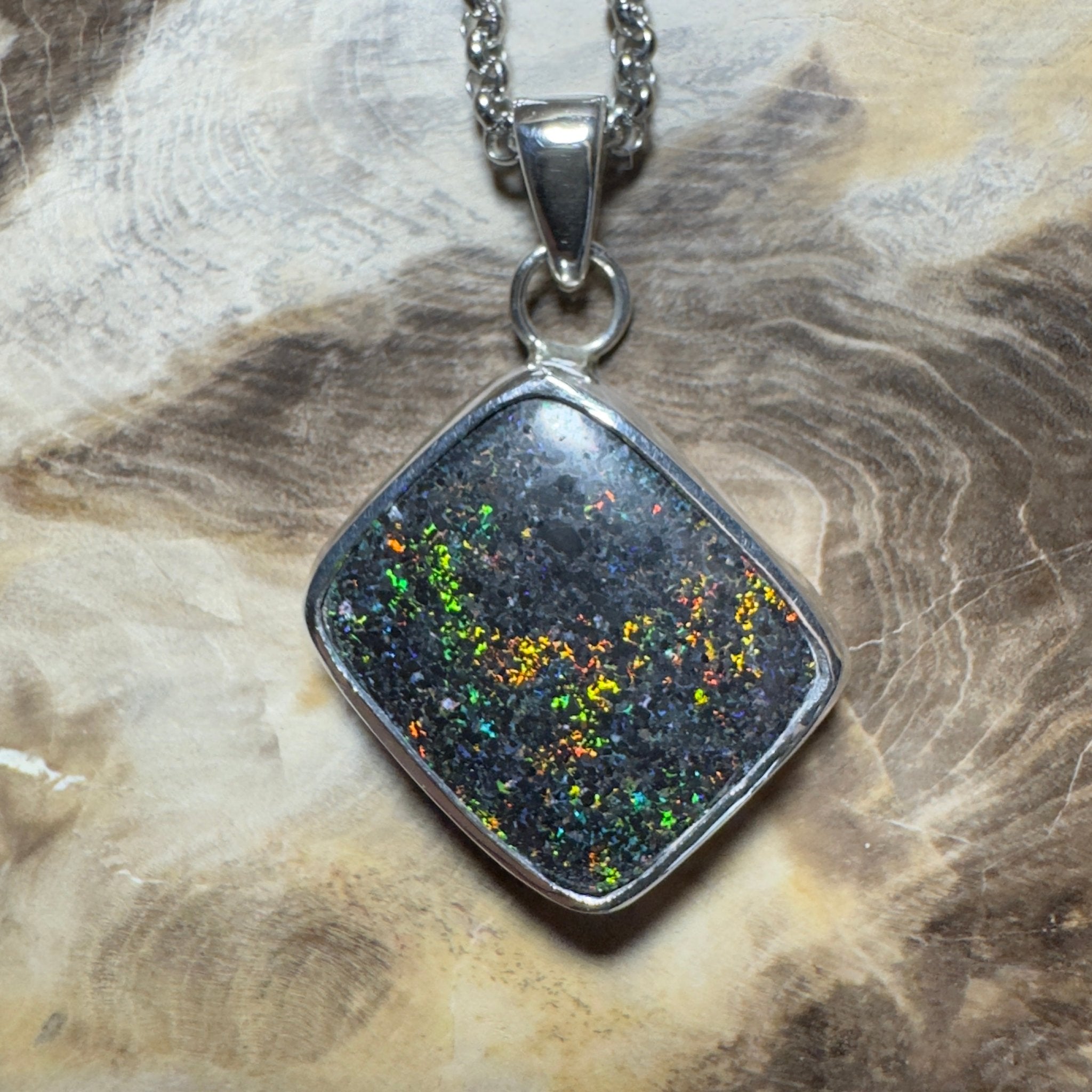 10.2ct Andamooka Matrix Opal Pendant Necklace ~ 'Eyre Peninsula Glow' | 925 Sterling Silver | Solid Australian Opal