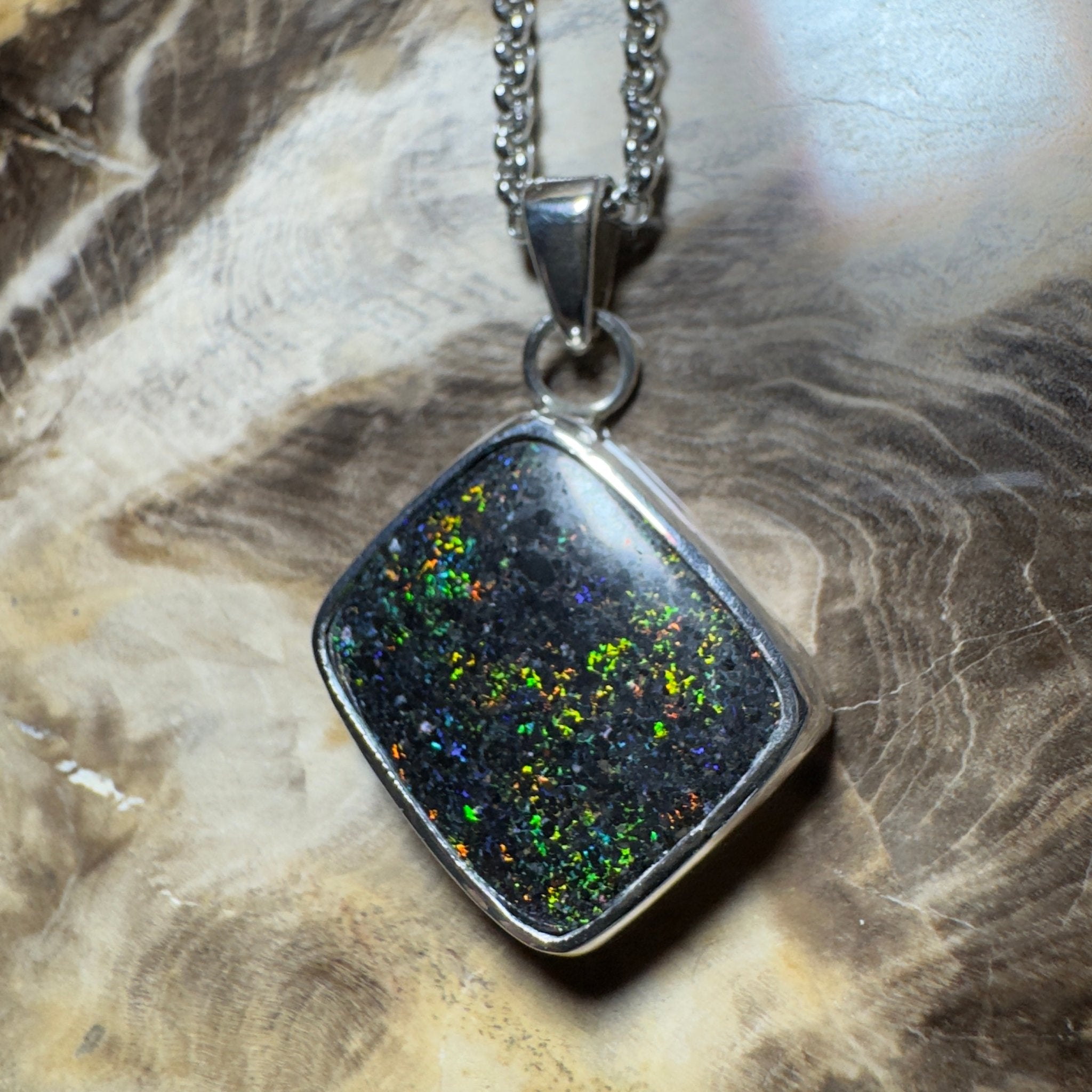 10.2ct Andamooka Matrix Opal Pendant Necklace ~ 'Eyre Peninsula Glow' | 925 Sterling Silver | Solid Australian Opal