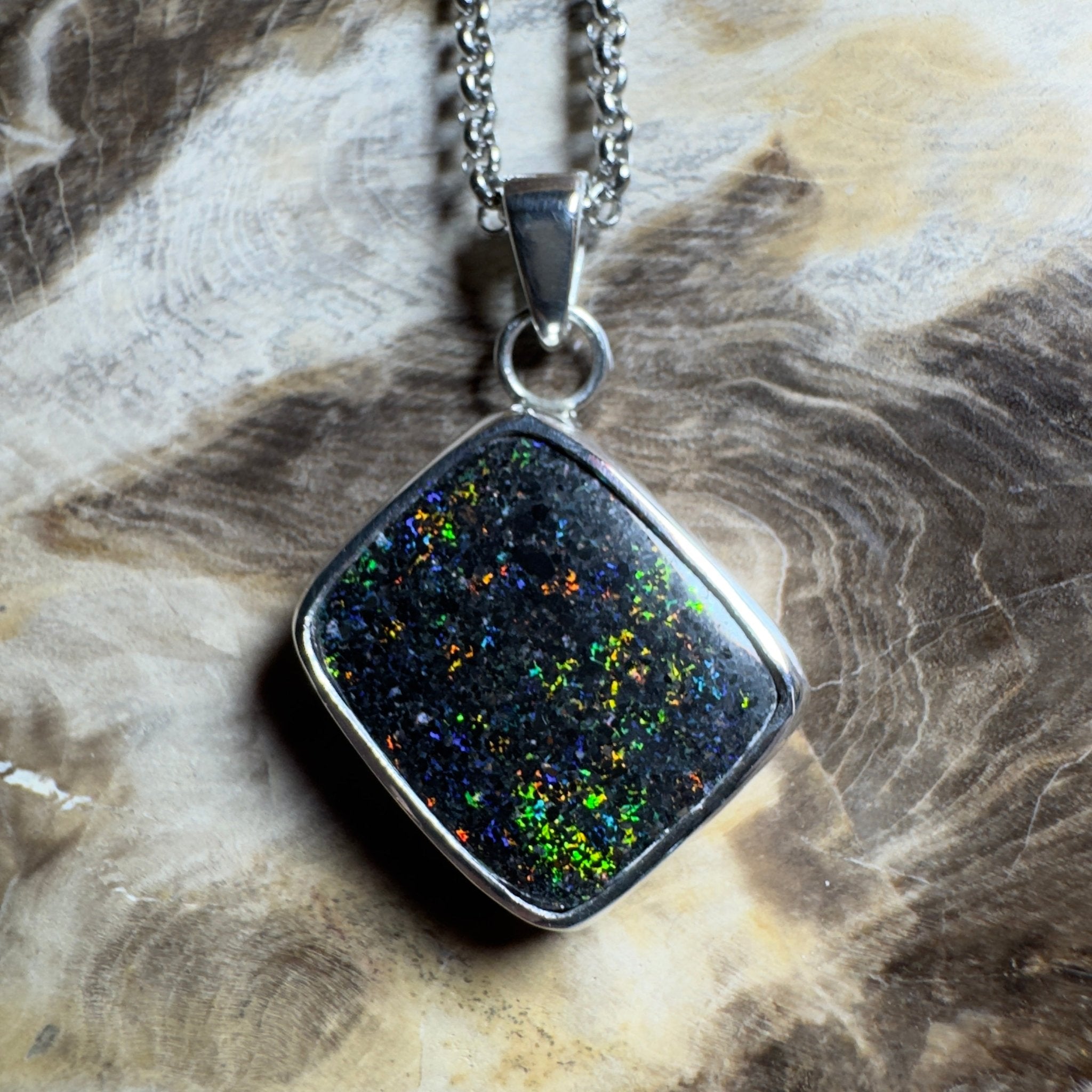 10.2ct Andamooka Matrix Opal Pendant Necklace ~ 'Eyre Peninsula Glow' | 925 Sterling Silver | Solid Australian Opal