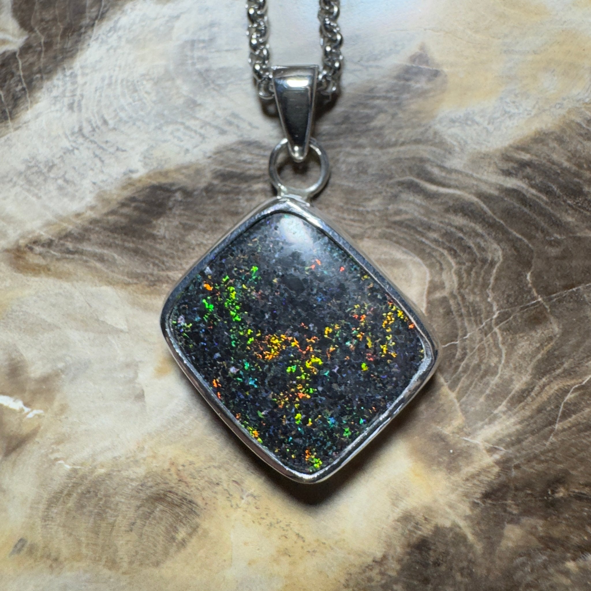 10.2ct Andamooka Matrix Opal Pendant Necklace ~ 'Eyre Peninsula Glow' | 925 Sterling Silver | Solid Australian Opal