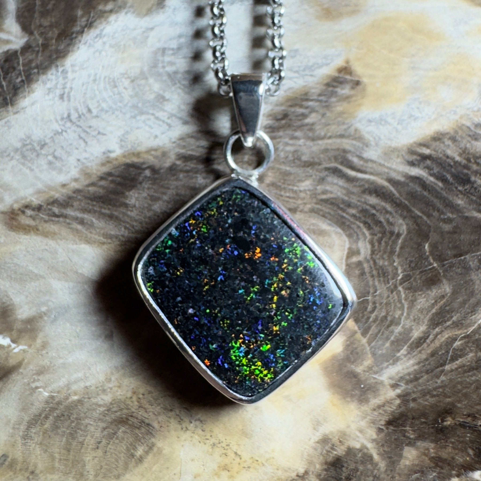 10.2ct Andamooka Matrix Opal Pendant Necklace ~ 'Eyre Peninsula Glow' | 925 Sterling Silver | Solid Australian Opal