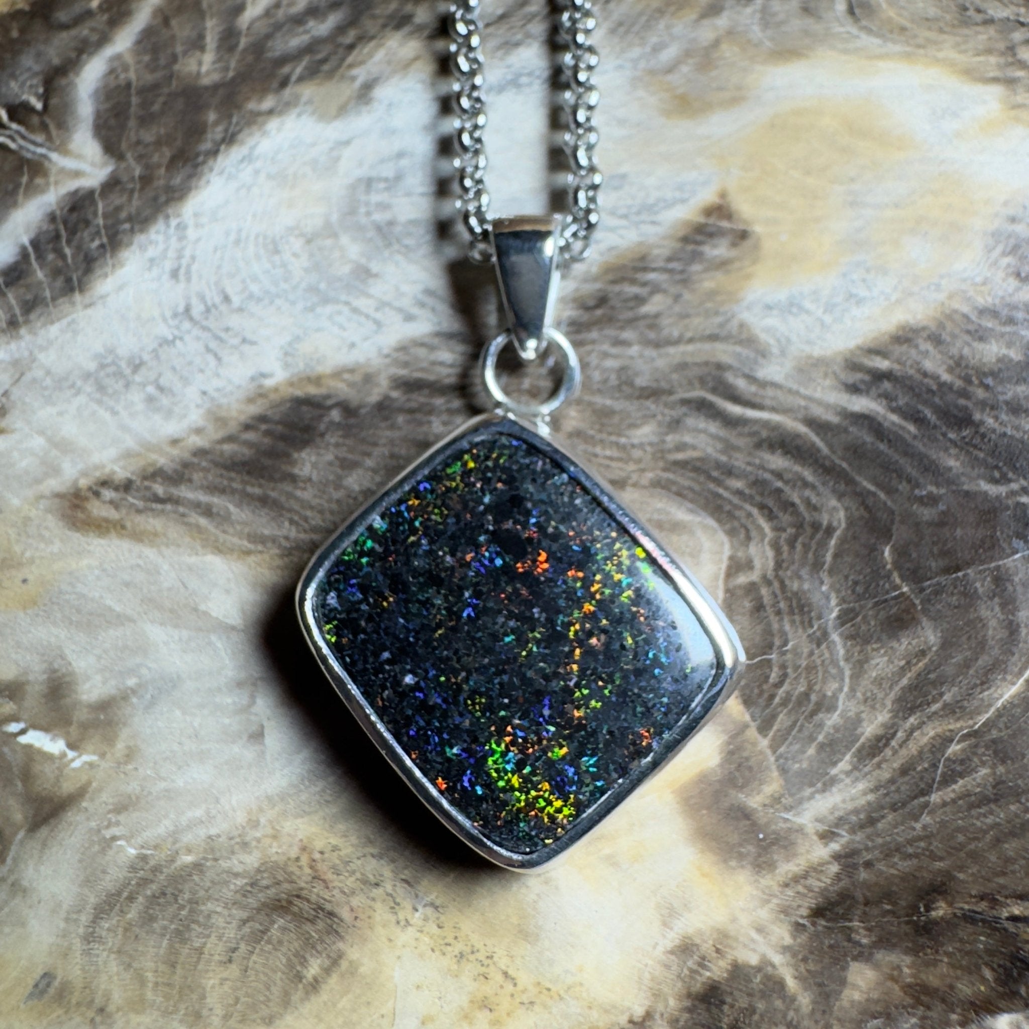 10.2ct Andamooka Matrix Opal Pendant Necklace ~ 'Eyre Peninsula Glow' | 925 Sterling Silver | Solid Australian Opal