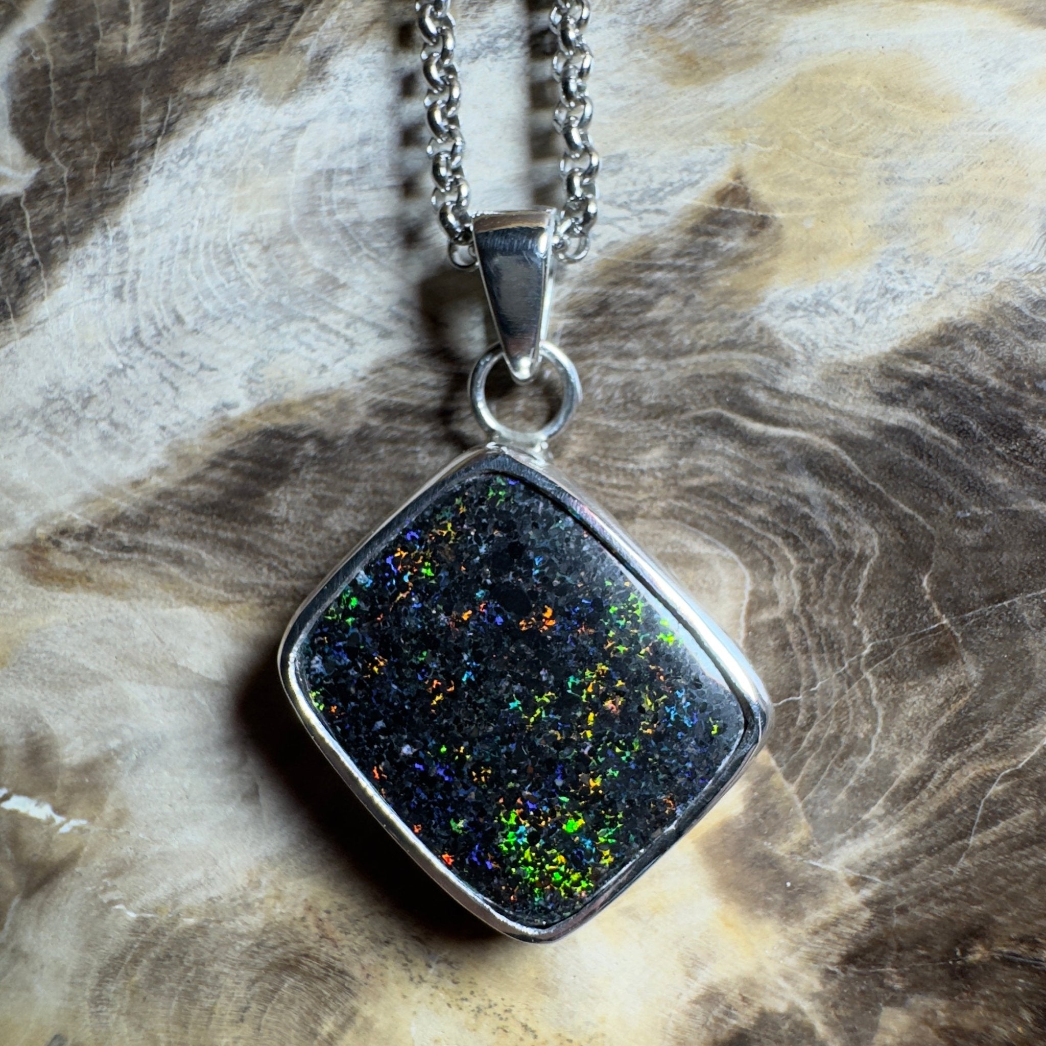 10.2ct Andamooka Matrix Opal Pendant Necklace ~ 'Eyre Peninsula Glow' | 925 Sterling Silver | Solid Australian Opal