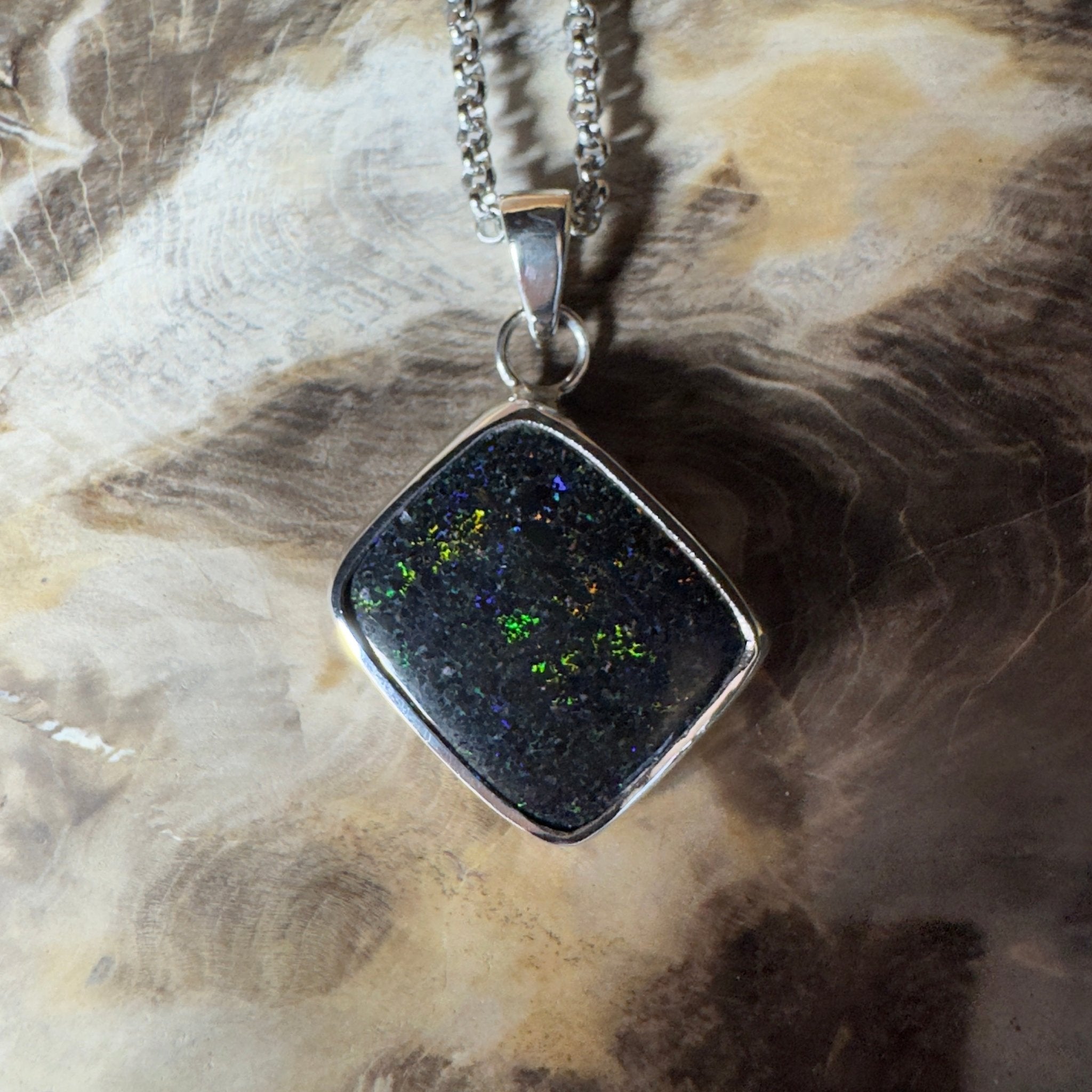 10.2ct Andamooka Matrix Opal Pendant Necklace ~ 'Eyre Peninsula Glow' | 925 Sterling Silver | Solid Australian Opal