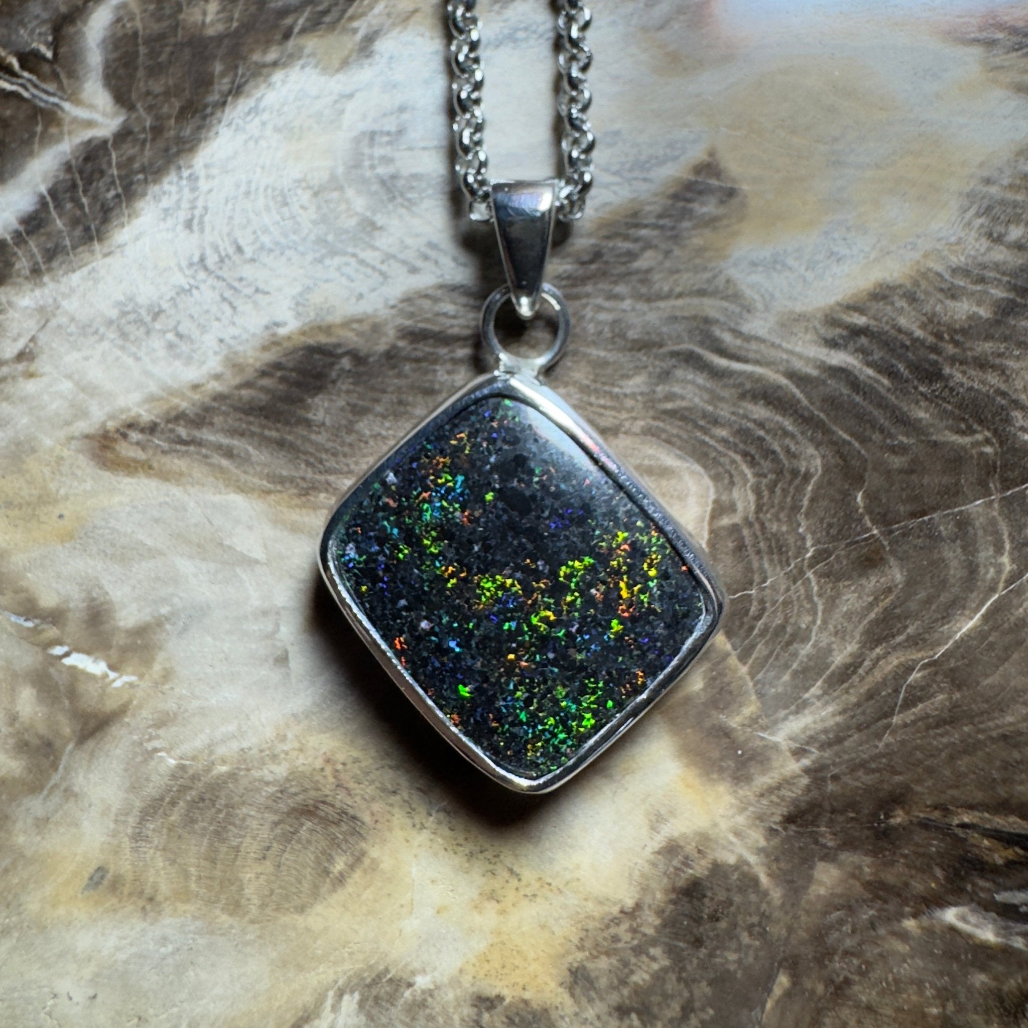 10.2ct Andamooka Matrix Opal Pendant Necklace ~ 'Eyre Peninsula Glow' | 925 Sterling Silver | Solid Australian Opal