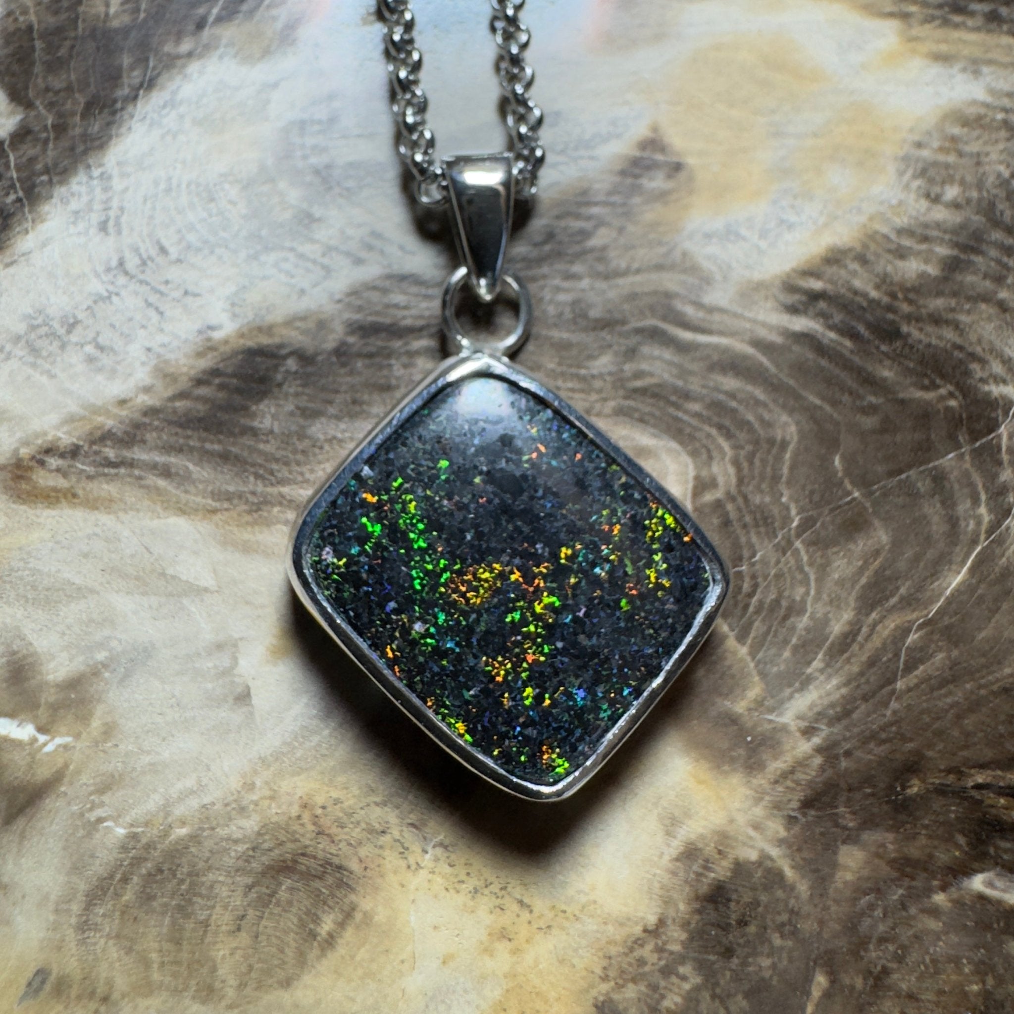 10.2ct Andamooka Matrix Opal Pendant Necklace ~ 'Eyre Peninsula Glow' | 925 Sterling Silver | Solid Australian Opal