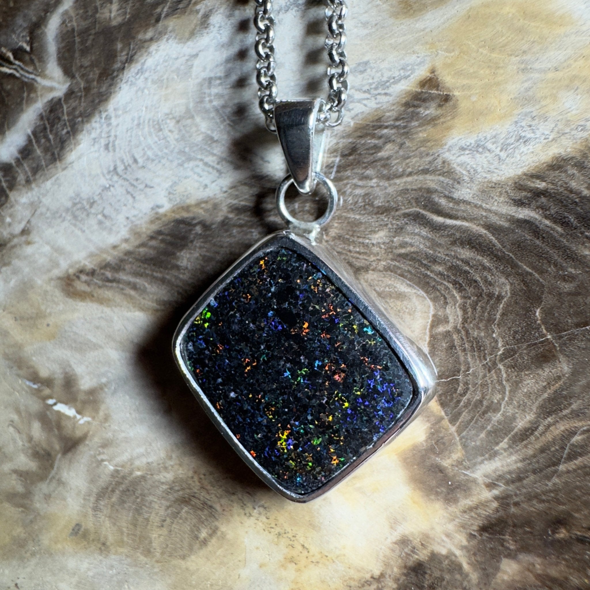 10.2ct Andamooka Matrix Opal Pendant Necklace ~ 'Eyre Peninsula Glow' | 925 Sterling Silver | Solid Australian Opal