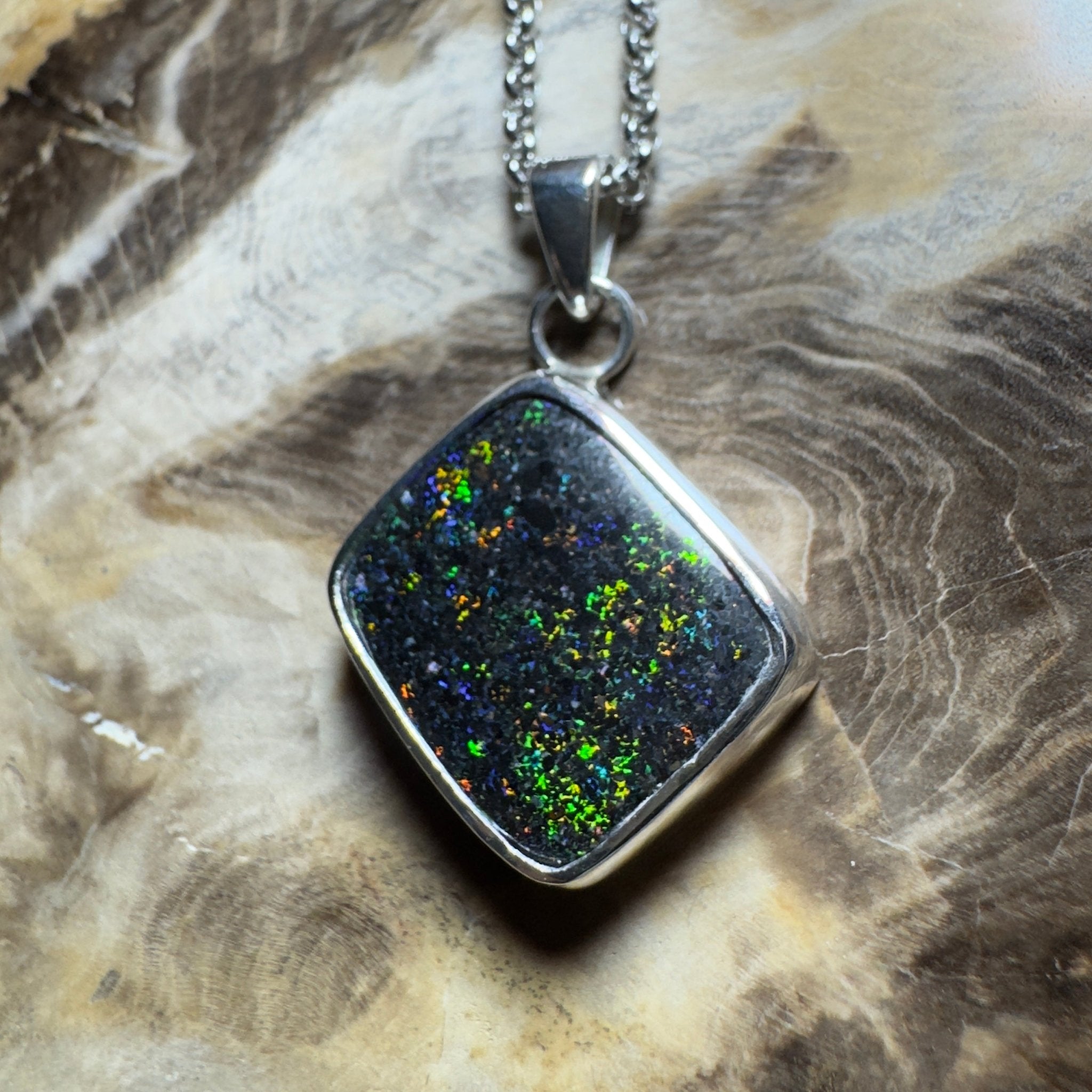 10.2ct Andamooka Matrix Opal Pendant Necklace ~ 'Eyre Peninsula Glow' | 925 Sterling Silver | Solid Australian Opal