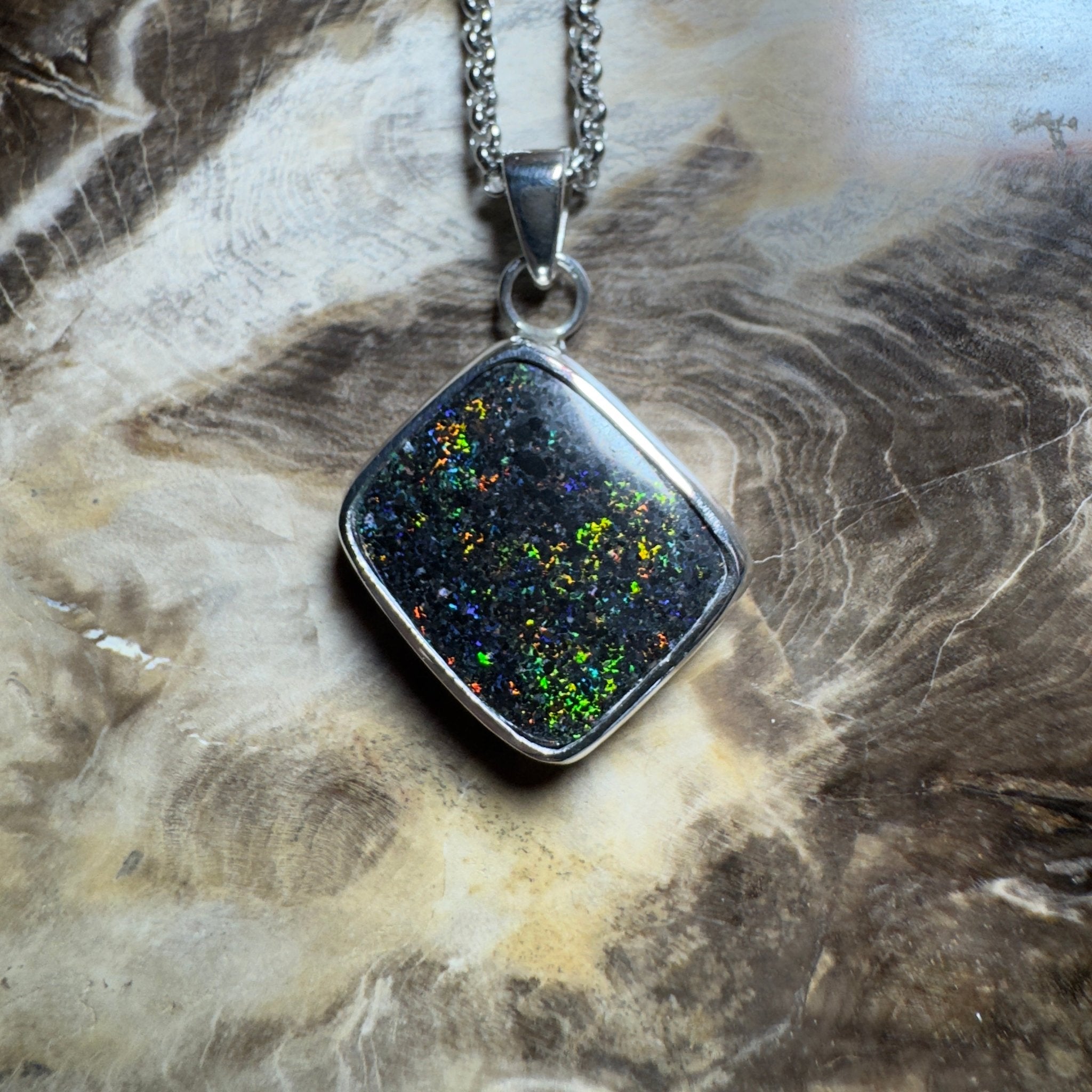 10.2ct Andamooka Matrix Opal Pendant Necklace ~ 'Eyre Peninsula Glow' | 925 Sterling Silver | Solid Australian Opal