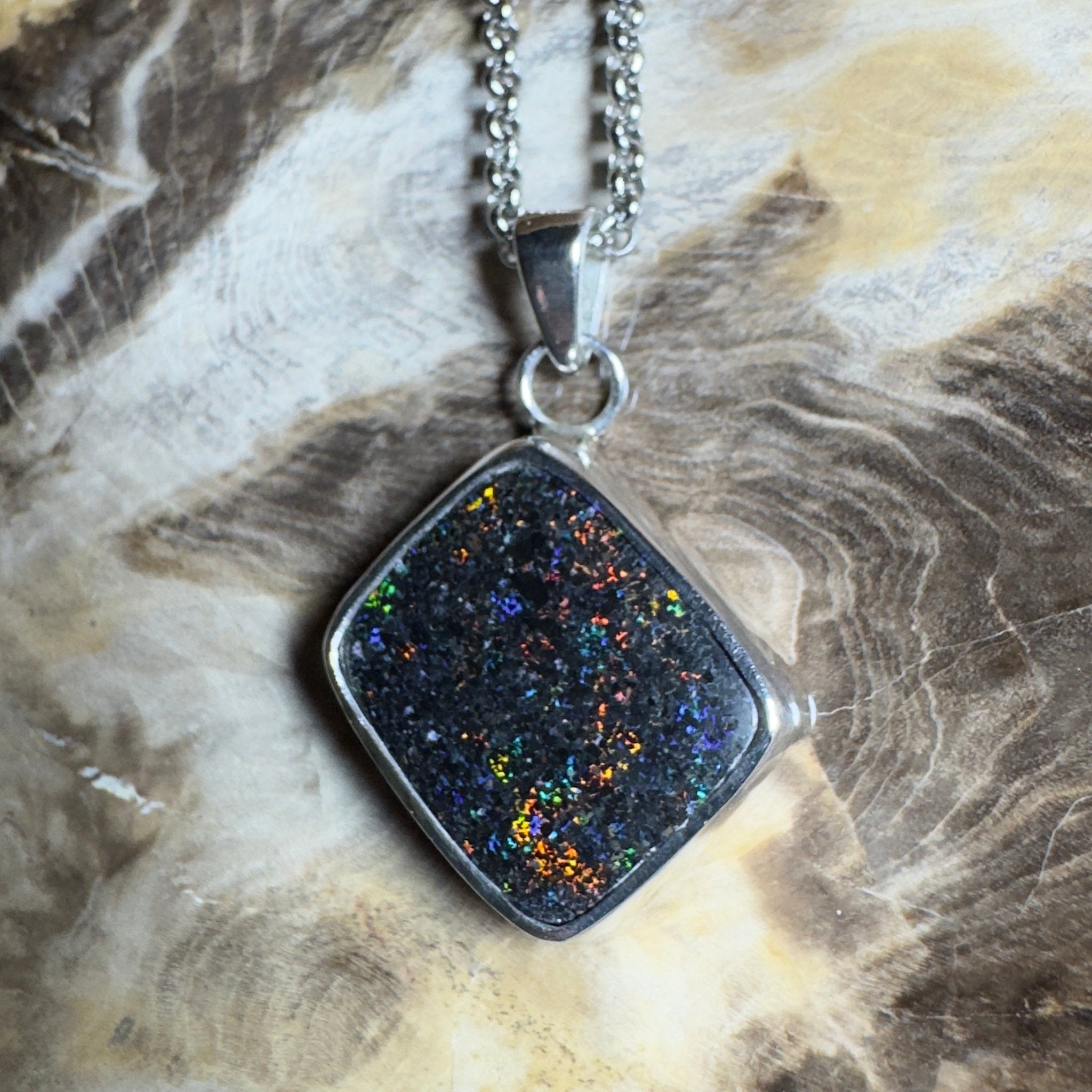 10.2ct Andamooka Matrix Opal Pendant Necklace ~ 'Eyre Peninsula Glow' | 925 Sterling Silver | Solid Australian Opal