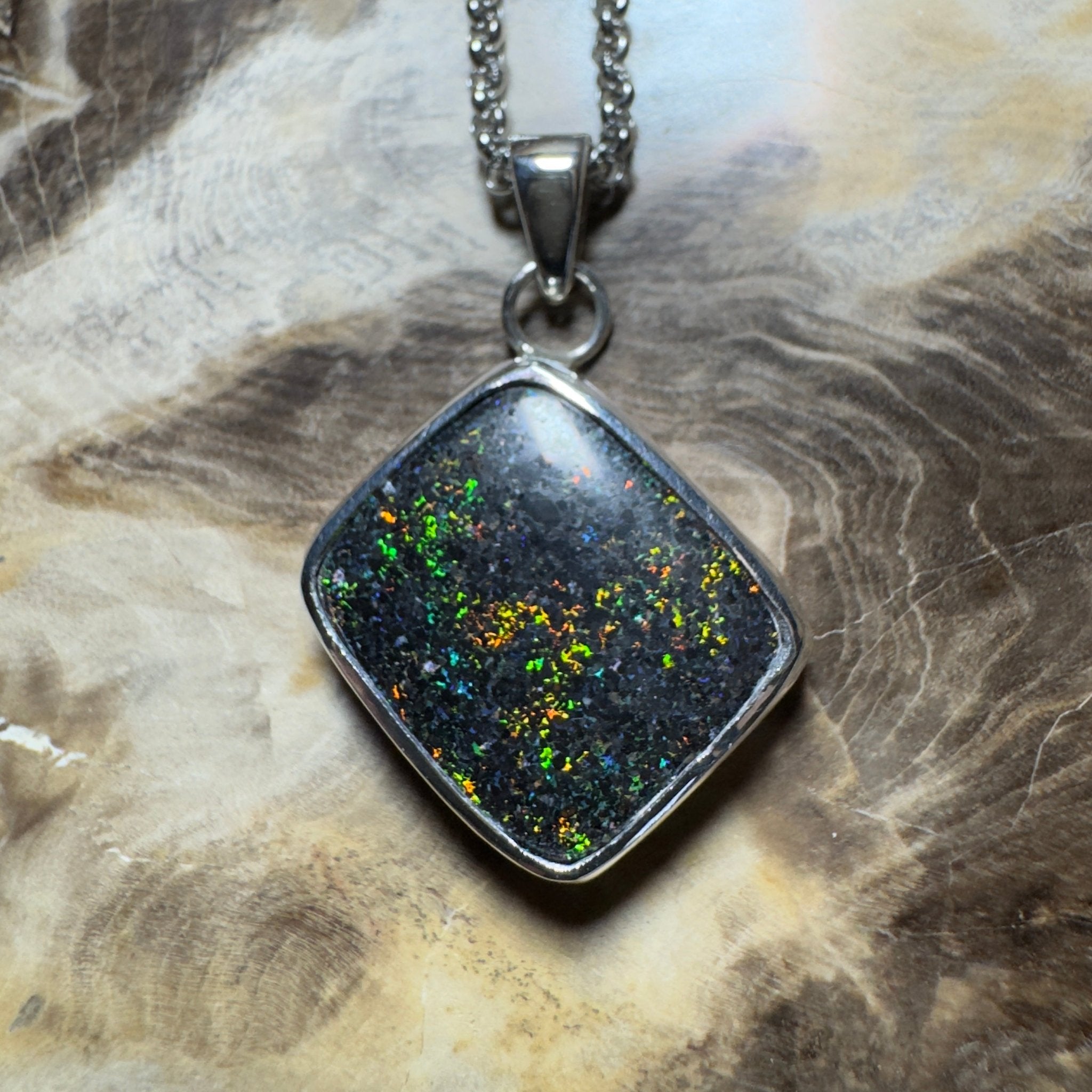 10.2ct Andamooka Matrix Opal Pendant Necklace ~ 'Eyre Peninsula Glow' | 925 Sterling Silver | Solid Australian Opal