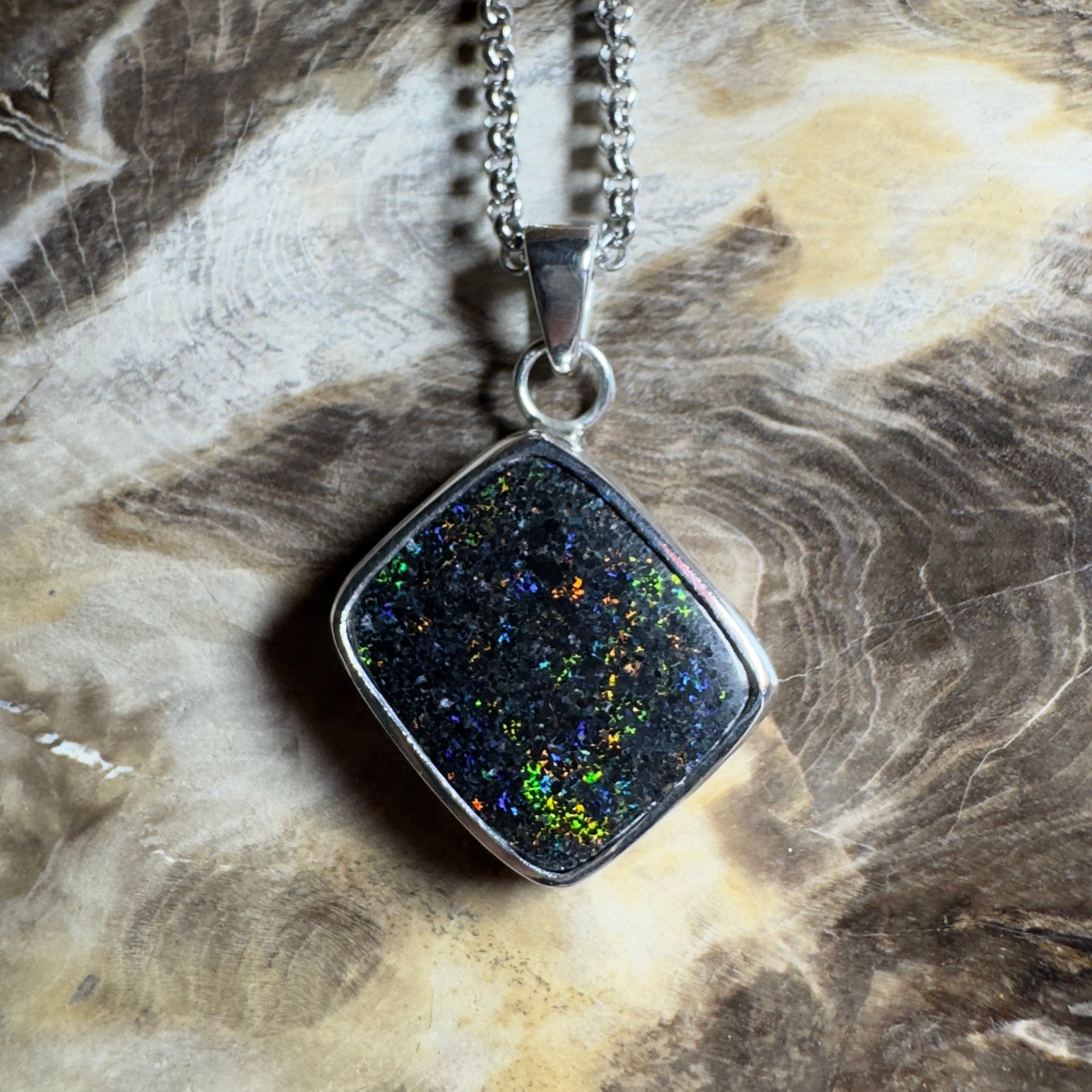 10.2ct Andamooka Matrix Opal Pendant Necklace ~ 'Eyre Peninsula Glow' | 925 Sterling Silver | Solid Australian Opal