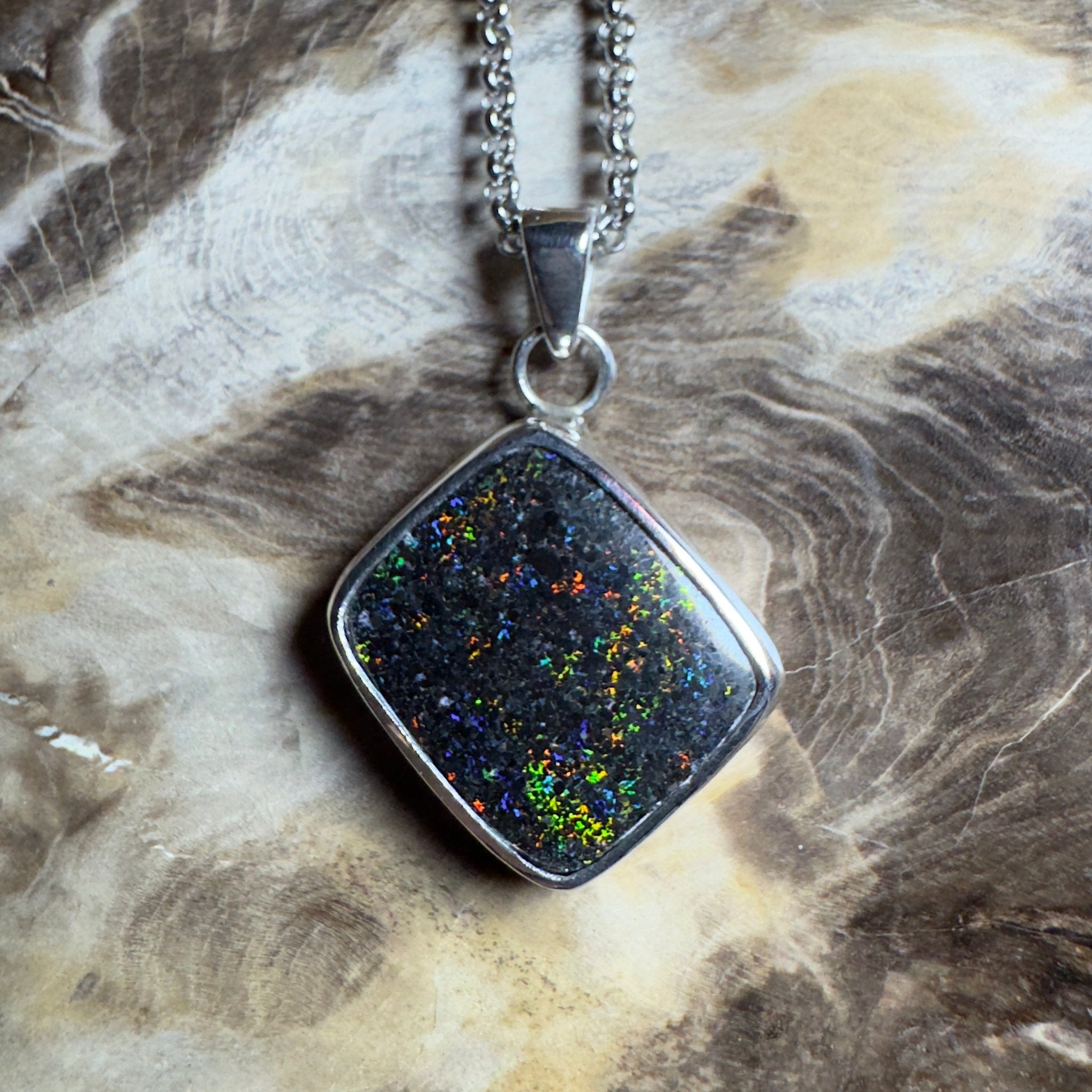 10.2ct Andamooka Matrix Opal Pendant Necklace ~ 'Eyre Peninsula Glow' | 925 Sterling Silver | Solid Australian Opal