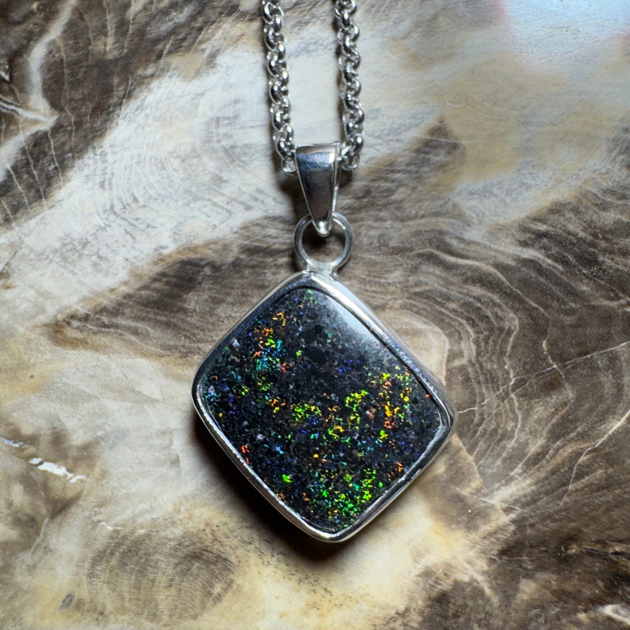 10.2ct Andamooka Matrix Opal Pendant Necklace ~ 'Eyre Peninsula Glow' | 925 Sterling Silver | Solid Australian Opal