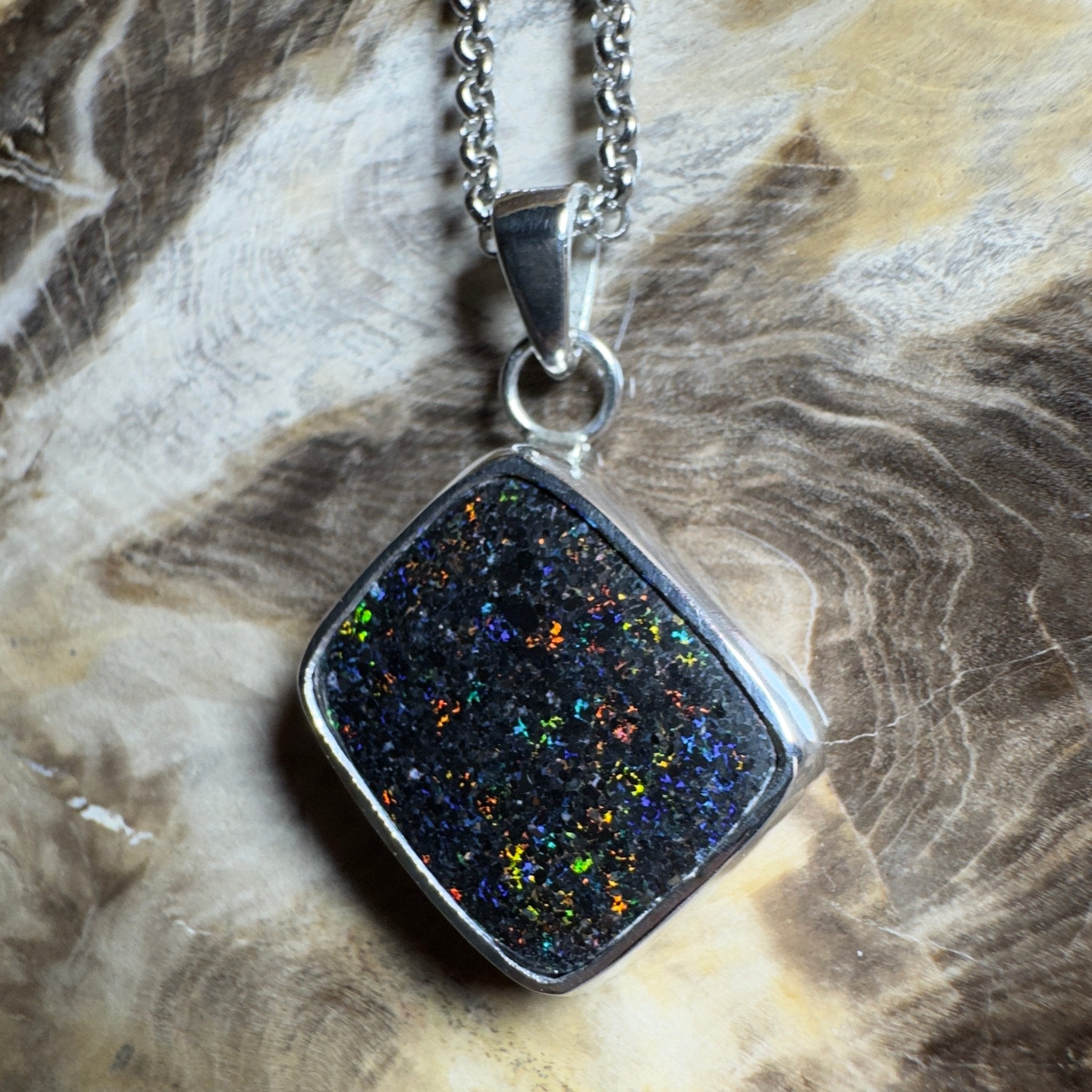 10.2ct Andamooka Matrix Opal Pendant Necklace ~ 'Eyre Peninsula Glow' | 925 Sterling Silver | Solid Australian Opal