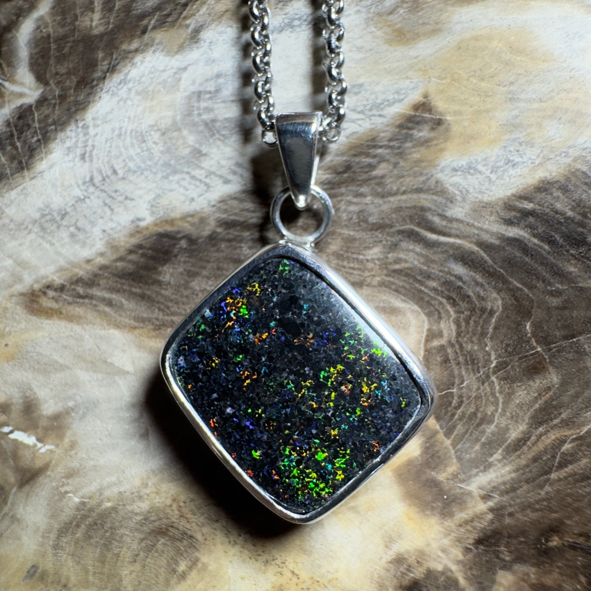 10.2ct Andamooka Matrix Opal Pendant Necklace ~ 'Eyre Peninsula Glow' | 925 Sterling Silver | Solid Australian Opal
