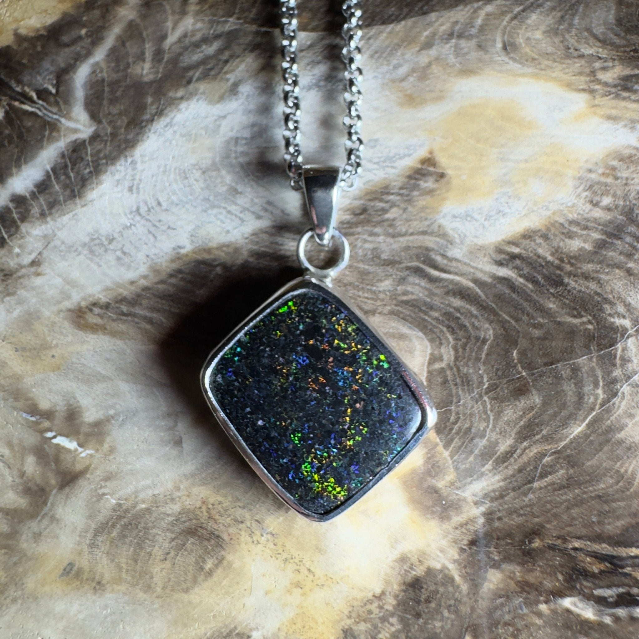 10.2ct Andamooka Matrix Opal Pendant Necklace ~ 'Eyre Peninsula Glow' | 925 Sterling Silver | Solid Australian Opal