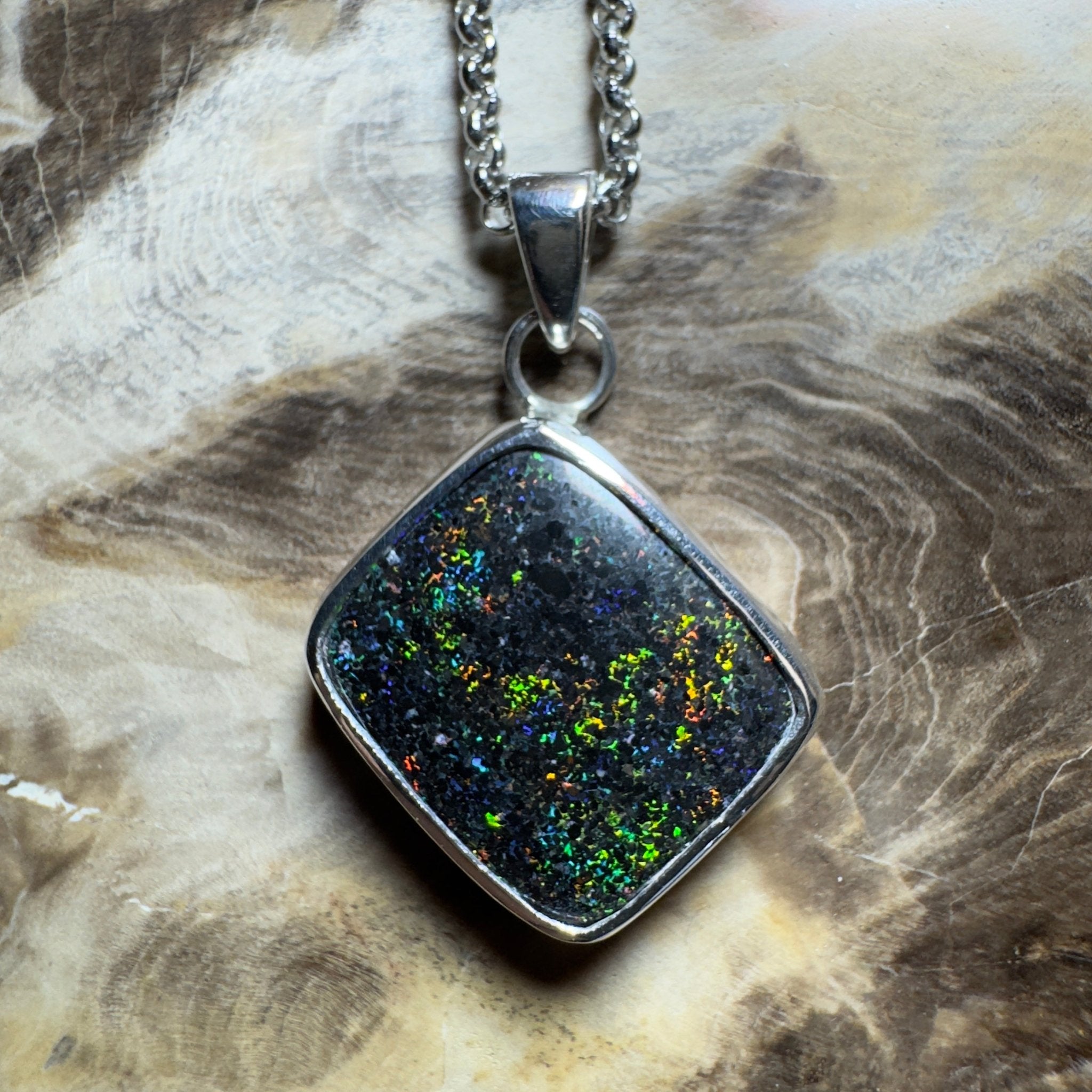 10.2ct Andamooka Matrix Opal Pendant Necklace ~ 'Eyre Peninsula Glow' | 925 Sterling Silver | Solid Australian Opal