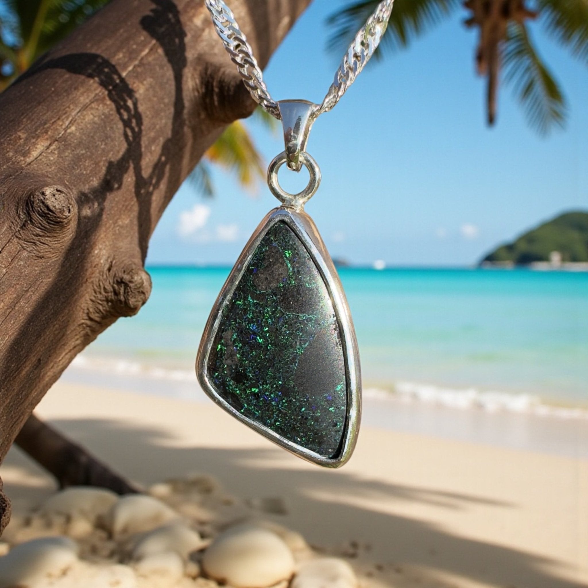 11.2ct Andamooka Matrix Opal 925 Silver Pendant