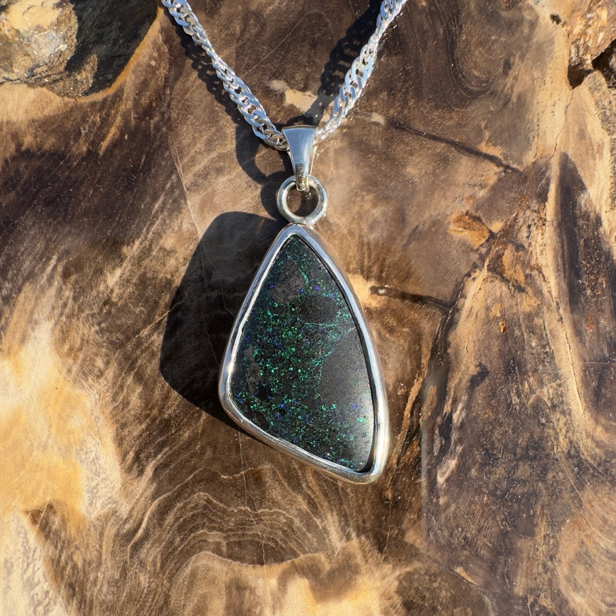 11.2ct Andamooka Matrix Opal 925 Silver Pendant