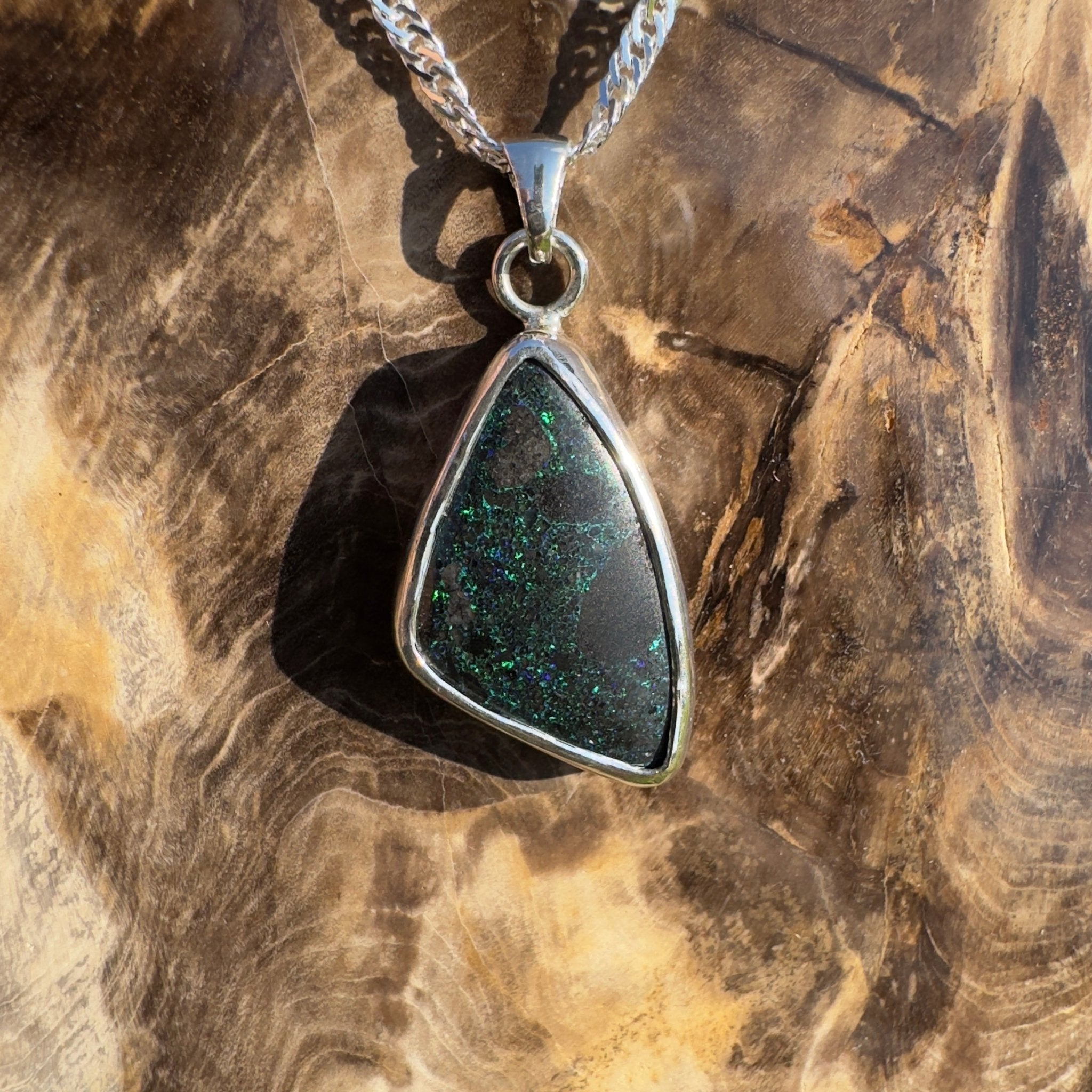 11.2ct Andamooka Matrix Opal 925 Silver Pendant