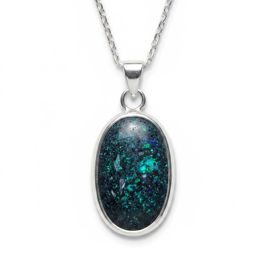 11.3ct Andamooka Matrix Opal Pendant Necklace ~ 'Coorong Nightfall' | 925 Sterling Silver | Solid Australian Opal