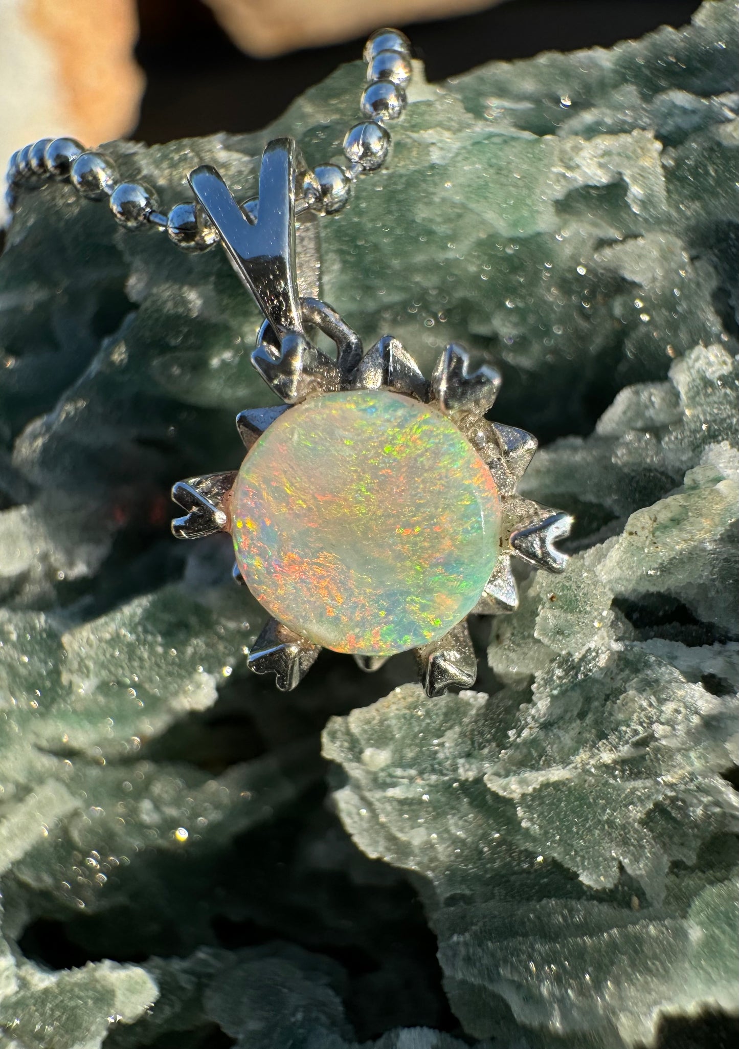 'Rainbow Ridge' ~ Handcrafted 0.8ct Solid Lightning Ridge Opal Sterling Silver Pendant Necklace - Iona Opal Australia