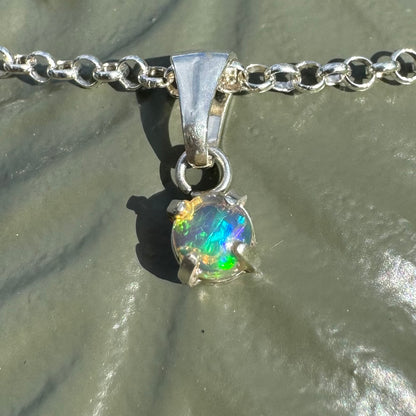 'Barrier Reef Bliss' ~ Handcrafted 0.2ct Solid Lightning Ridge Opal Sterling Silver Pendant