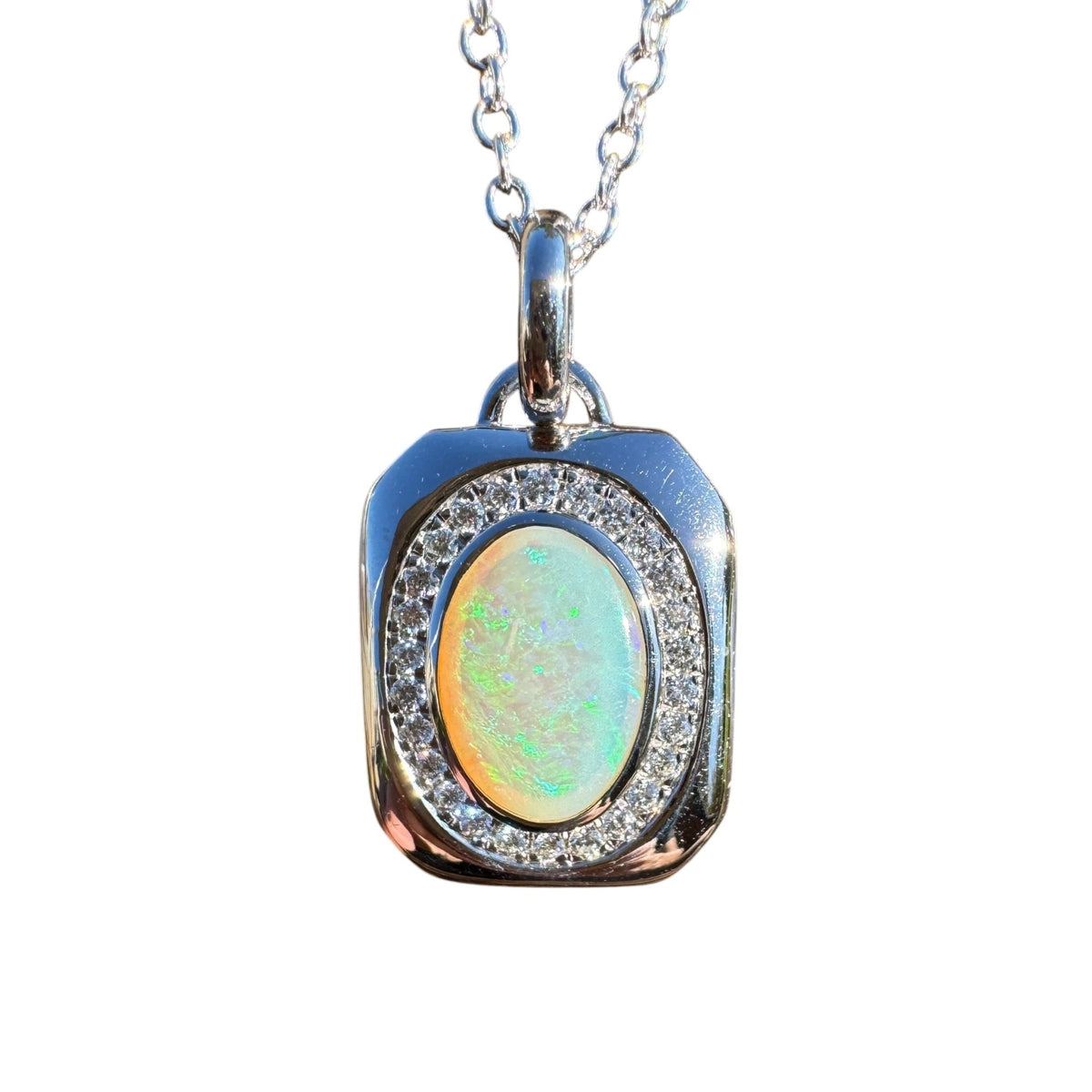 1.1ct Coober Pedy Crystal Opal Pendant Necklace ~ 'Serpentine Falls Light' | 925 Sterling Silver | Solid Australian Opal