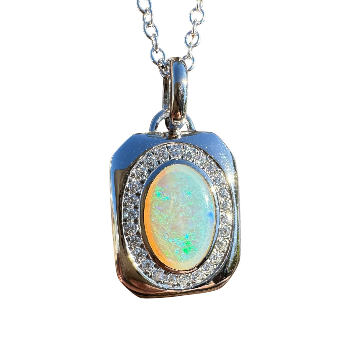 1.1ct Coober Pedy Crystal Opal Pendant Necklace ~ 'Serpentine Falls Light' | 925 Sterling Silver | Solid Australian Opal