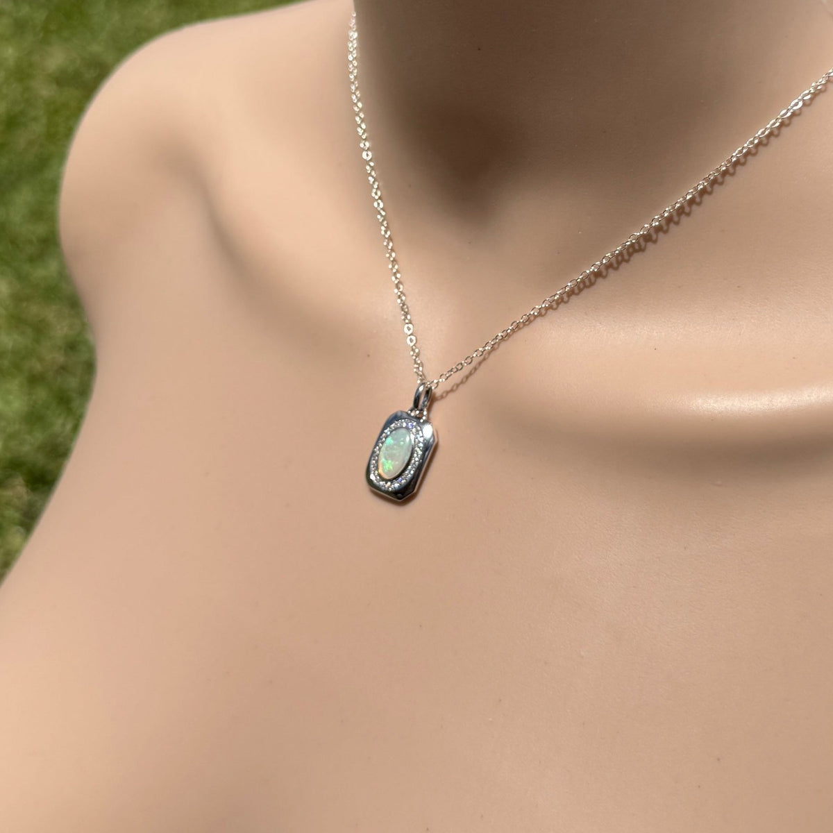 1.1ct Coober Pedy Crystal Opal Pendant Necklace ~ 'Serpentine Falls Light' | 925 Sterling Silver | Solid Australian Opal