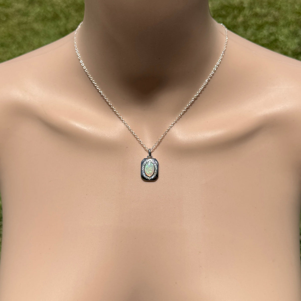 1.1ct Coober Pedy Crystal Opal Pendant Necklace ~ 'Serpentine Falls Light' | 925 Sterling Silver | Solid Australian Opal