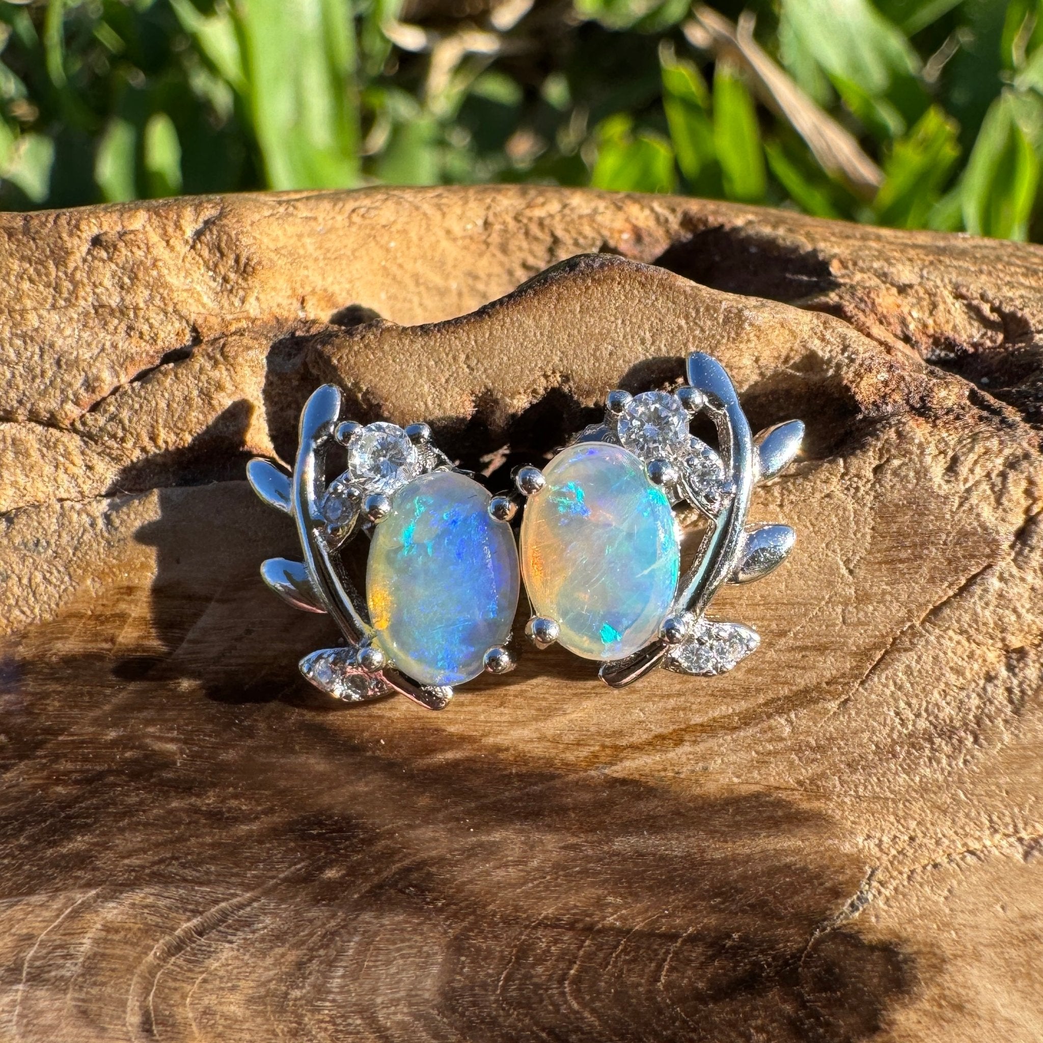 1.1ct Coober Pedy Opal Earrings ~ 'Lake Macquarie Glow' | 925 Sterling Silver | Solid Australian Opal