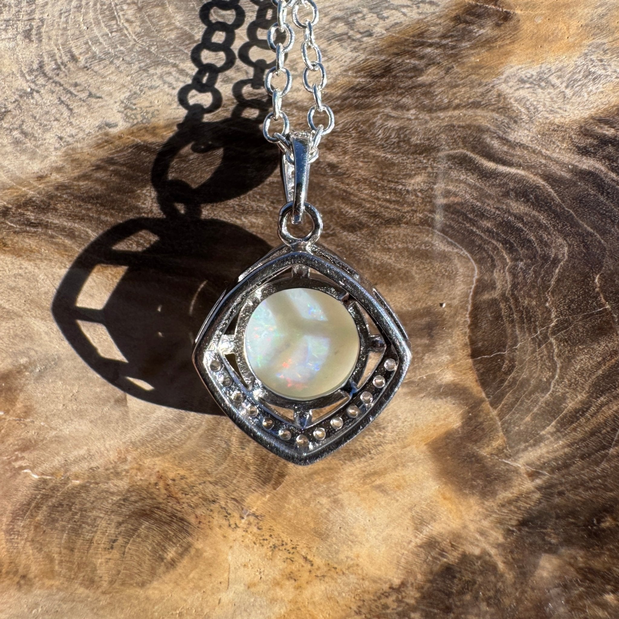1.1ct Coober Pedy Opal Pendant Necklace ~ 'Apollo Bay Light' | 925 Sterling Silver | Solid Australian Opal