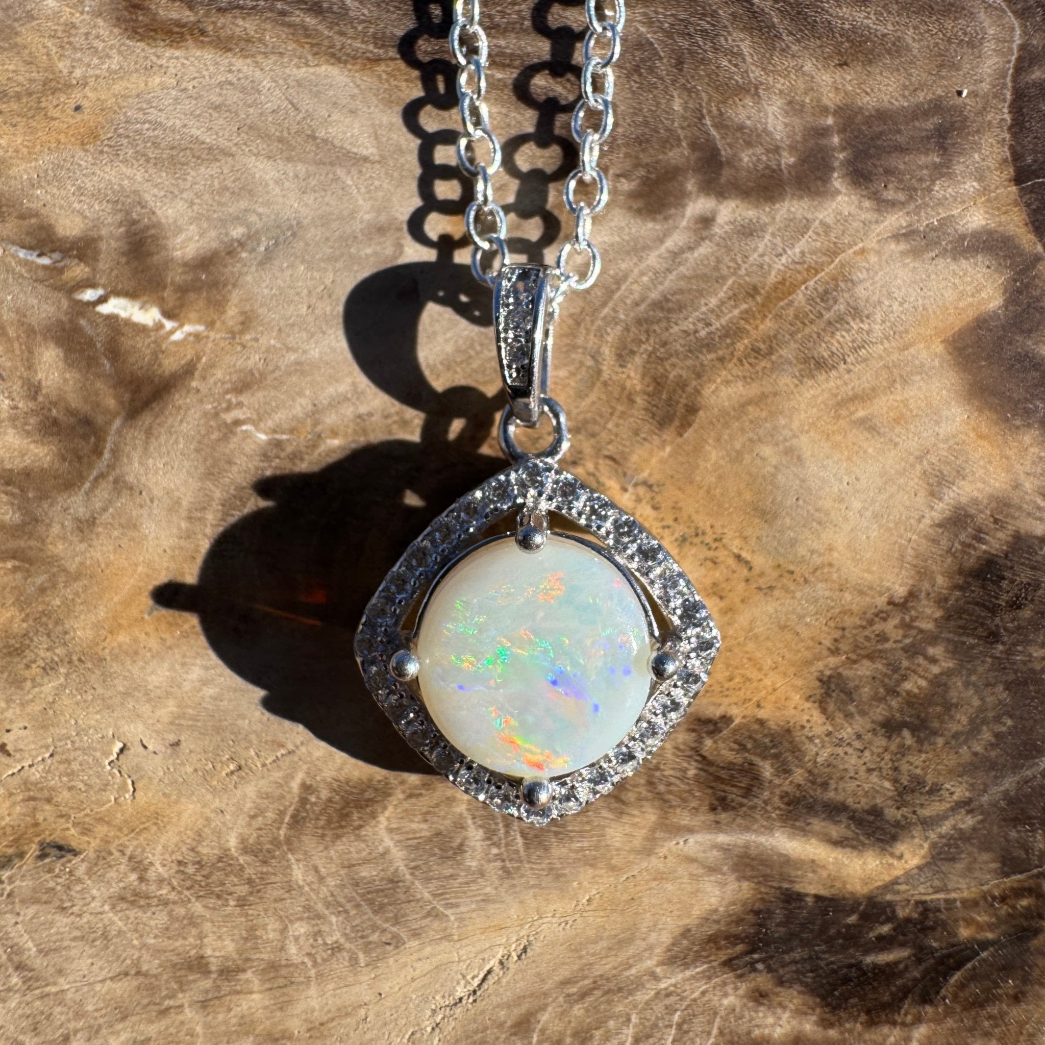 1.1ct Coober Pedy Opal Pendant Necklace ~ 'Apollo Bay Light' | 925 Sterling Silver | Solid Australian Opal
