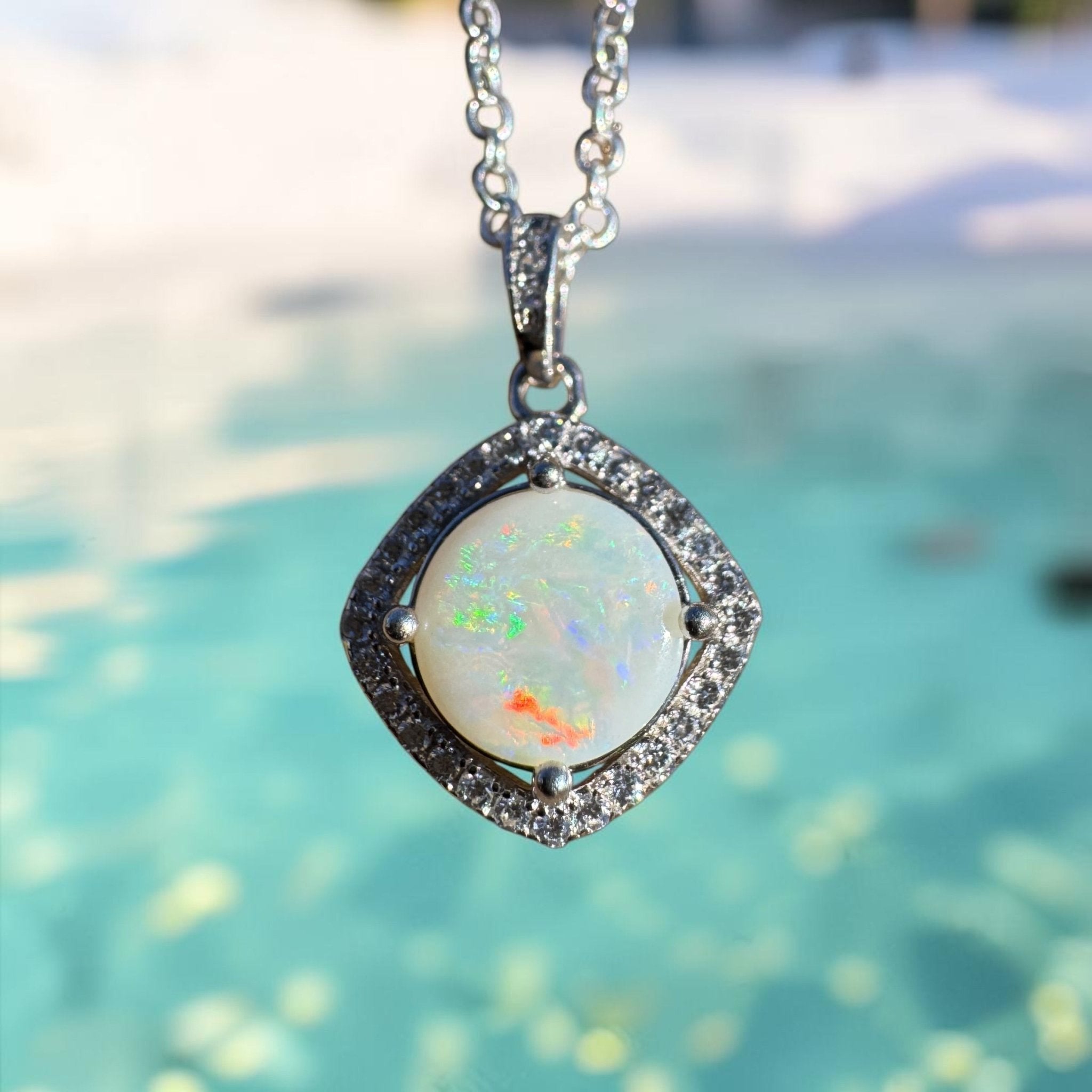 1.1ct Coober Pedy Opal Pendant Necklace ~ 'Apollo Bay Light' | 925 Sterling Silver | Solid Australian Opal