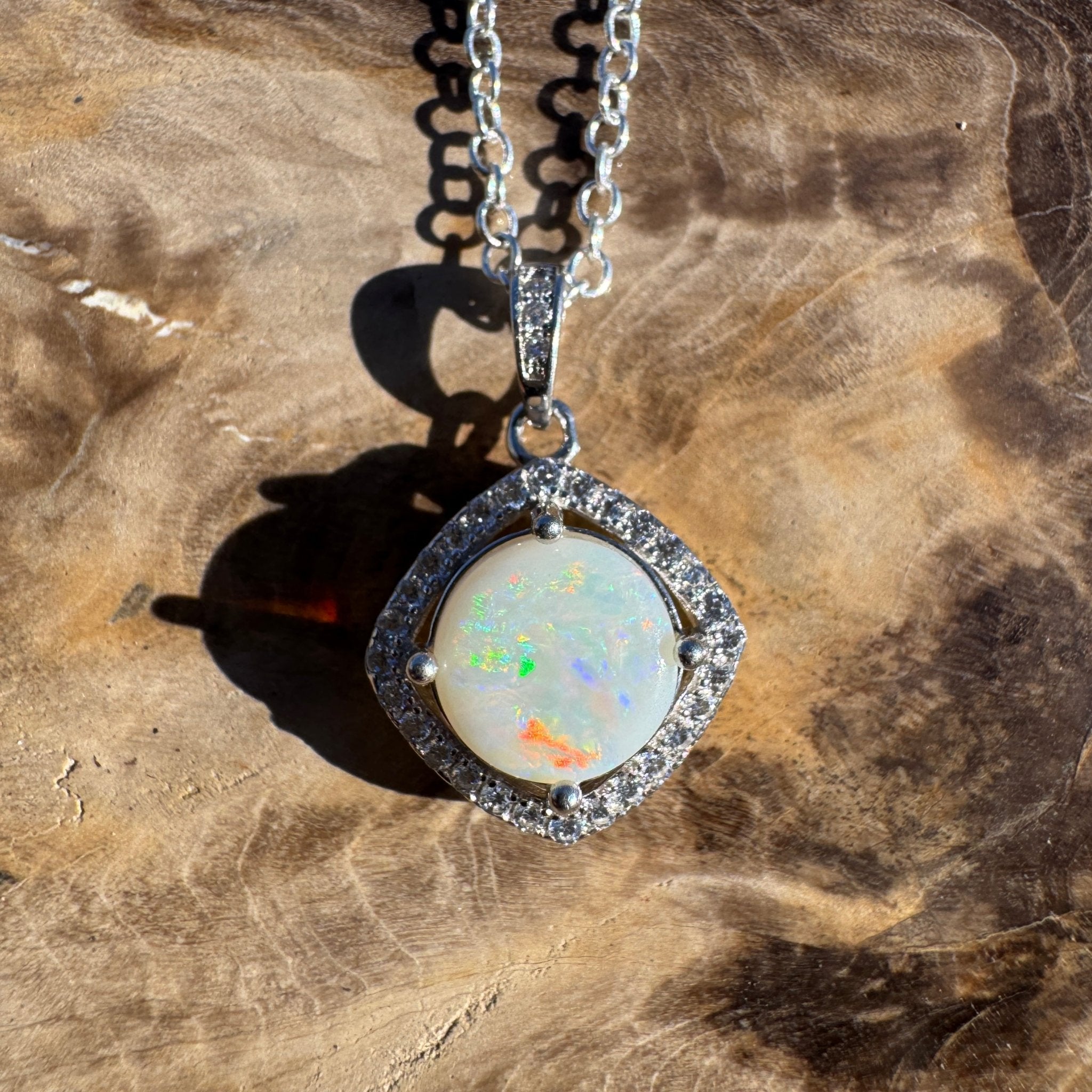 1.1ct Coober Pedy Opal Pendant Necklace ~ 'Apollo Bay Light' | 925 Sterling Silver | Solid Australian Opal