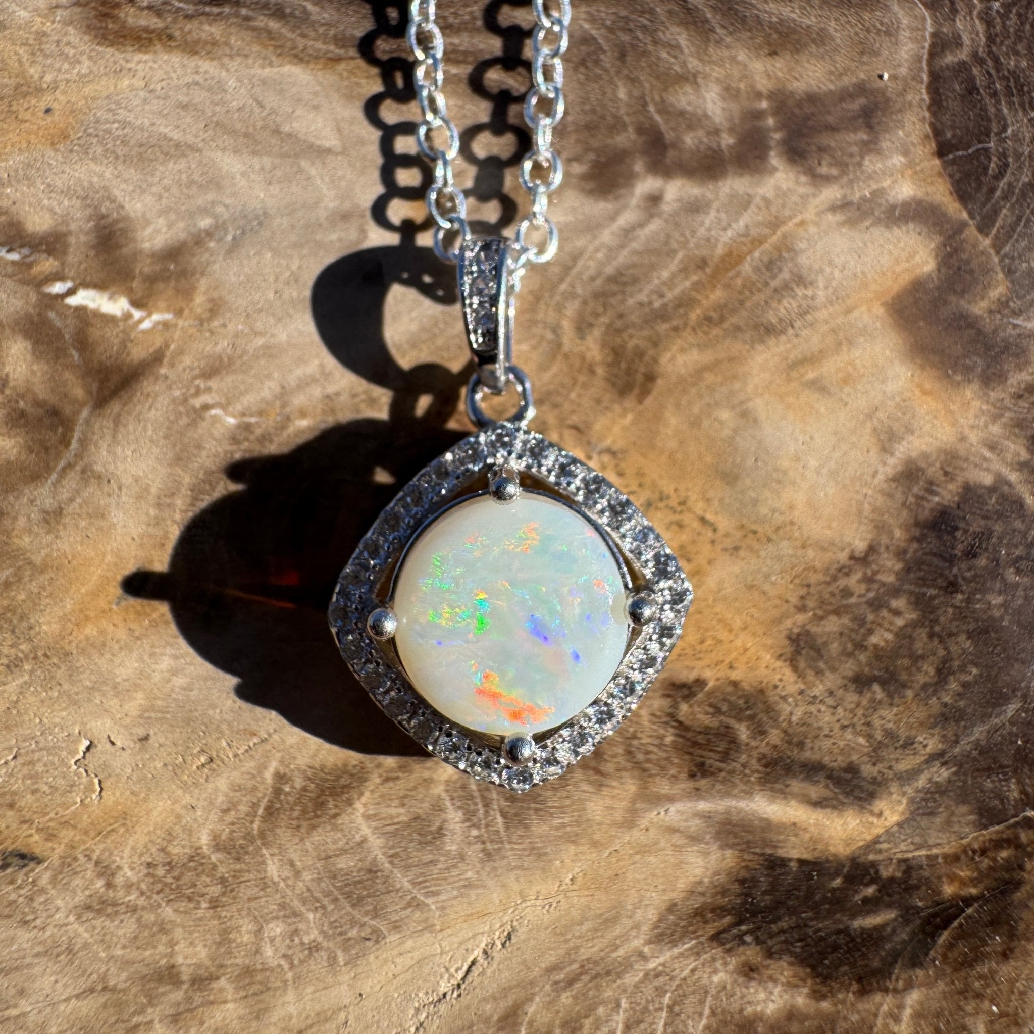 1.1ct Coober Pedy Opal Pendant Necklace ~ 'Apollo Bay Light' | 925 Sterling Silver | Solid Australian Opal