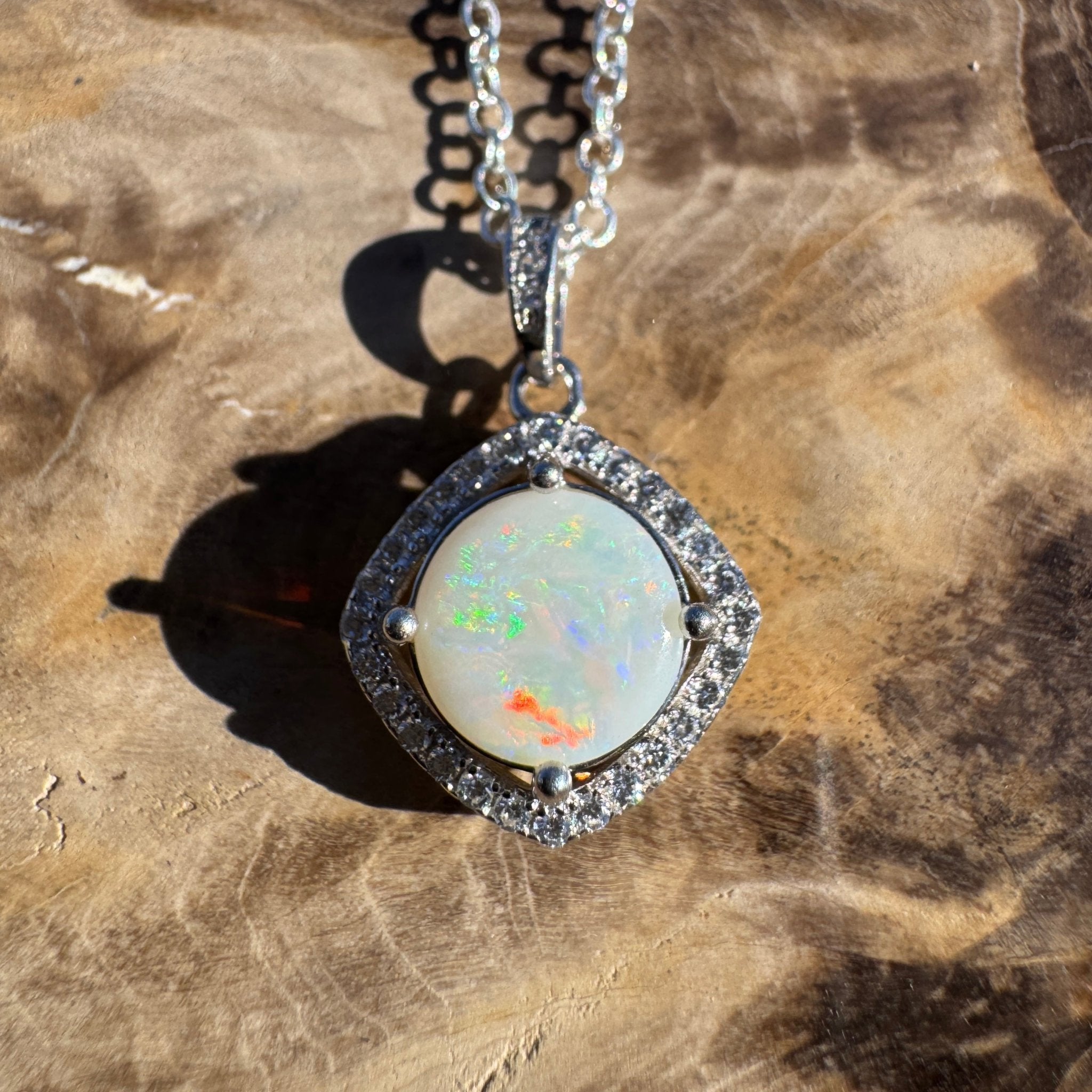 1.1ct Coober Pedy Opal Pendant Necklace ~ 'Apollo Bay Light' | 925 Sterling Silver | Solid Australian Opal