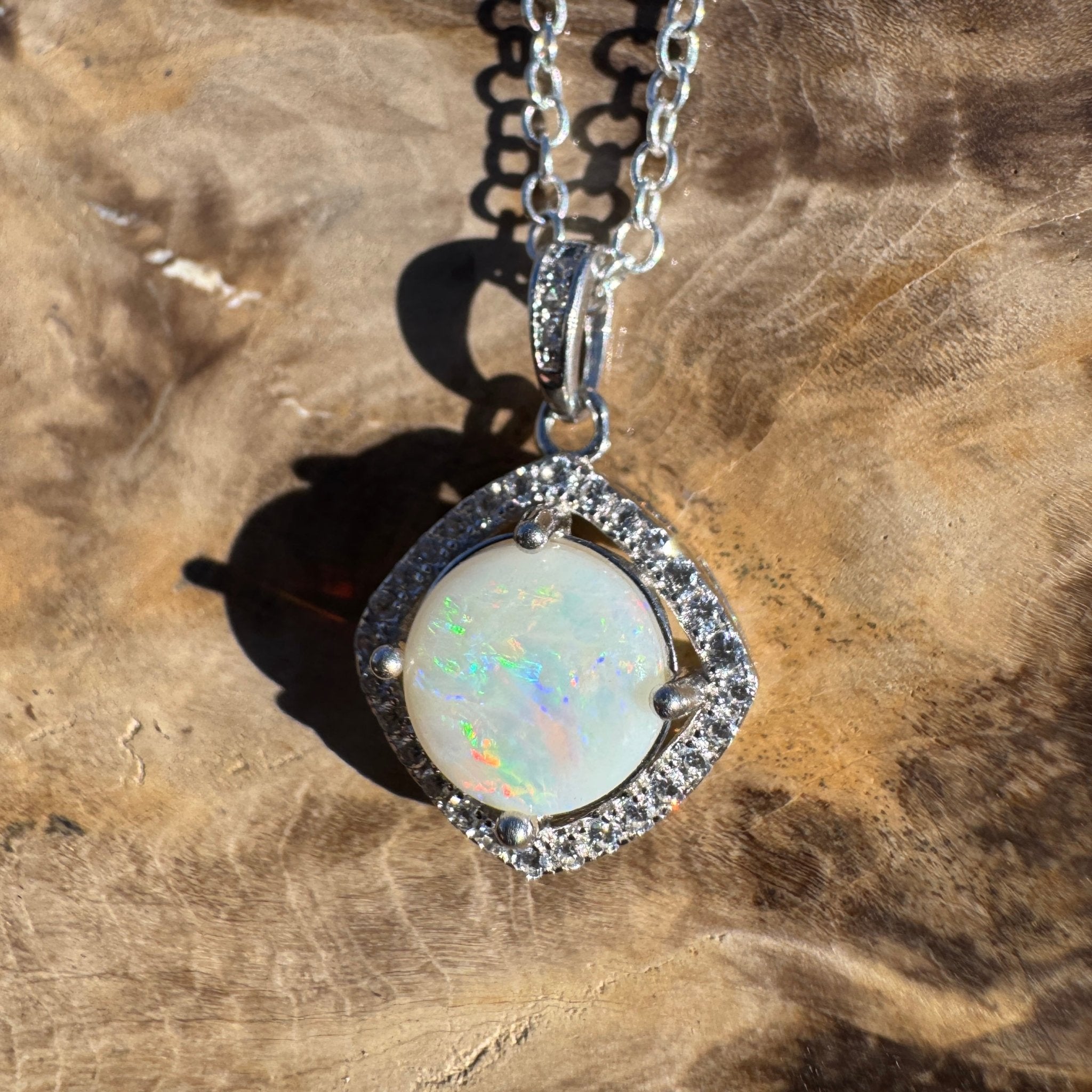 1.1ct Coober Pedy Opal Pendant Necklace ~ 'Apollo Bay Light' | 925 Sterling Silver | Solid Australian Opal