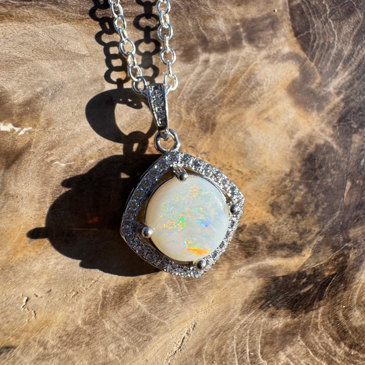 1.1ct Coober Pedy Opal Pendant Necklace ~ 'Apollo Bay Light' | 925 Sterling Silver | Solid Australian Opal
