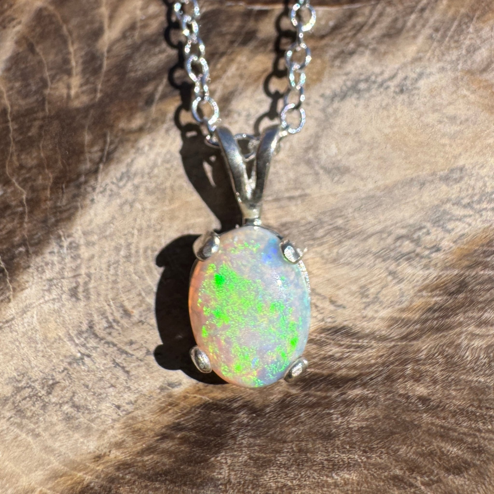 1.1ct Coober Pedy Opal Pendant Necklace ~ 'Atherton Mist' | 925 Sterling Silver | Solid Australian Opal