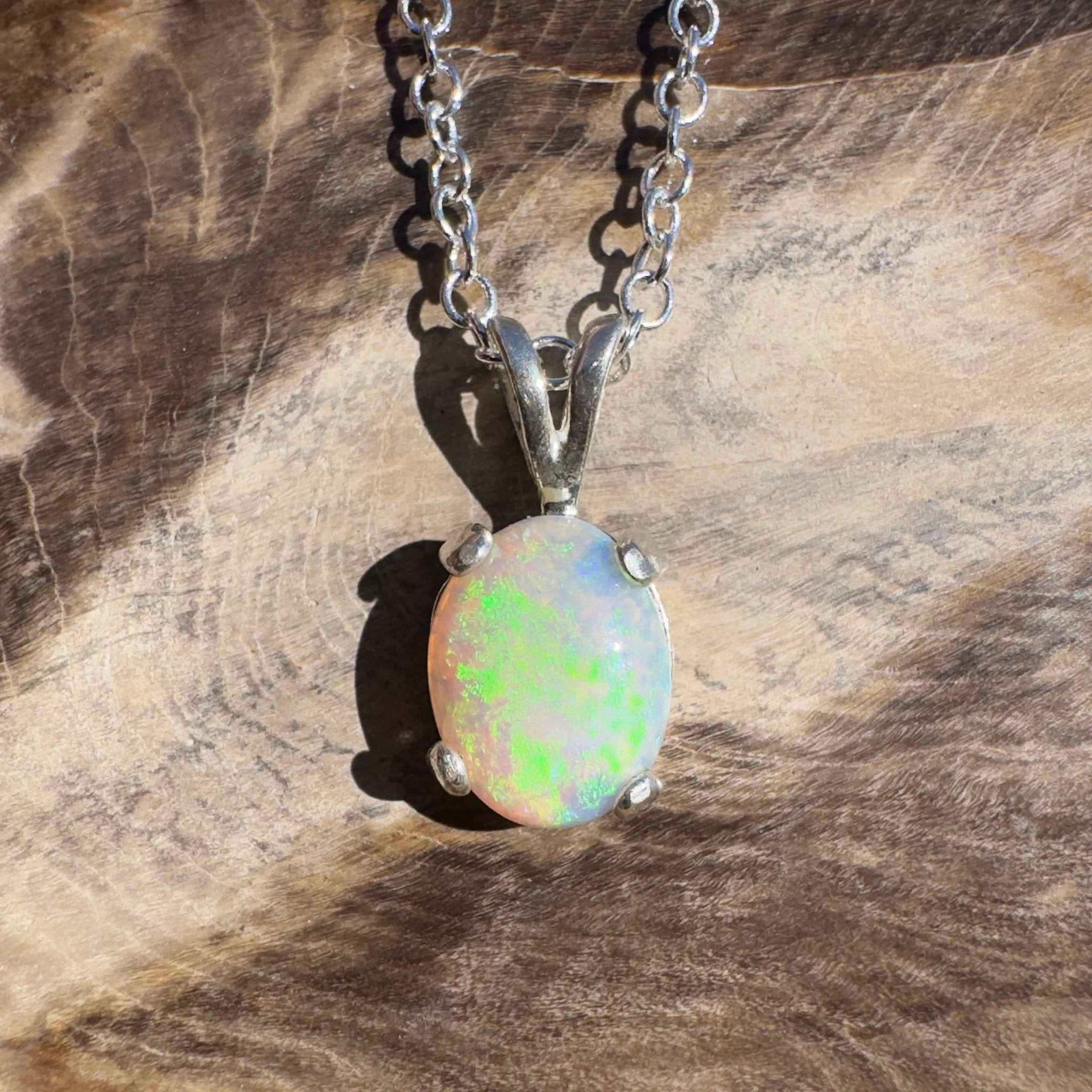 1.1ct Coober Pedy Opal Pendant Necklace ~ 'Atherton Mist' | 925 Sterling Silver | Solid Australian Opal