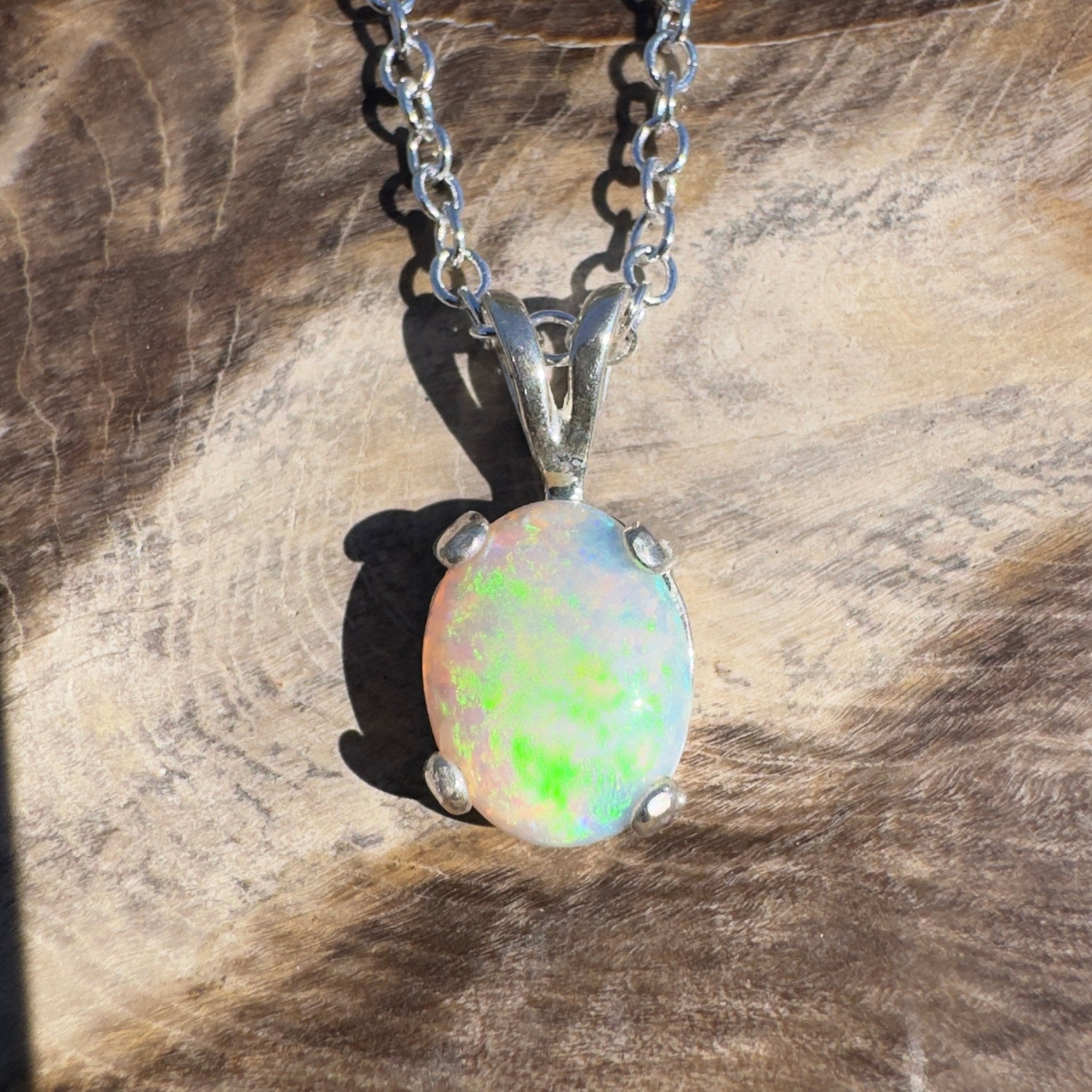 1.1ct Coober Pedy Opal Pendant Necklace ~ 'Atherton Mist' | 925 Sterling Silver | Solid Australian Opal