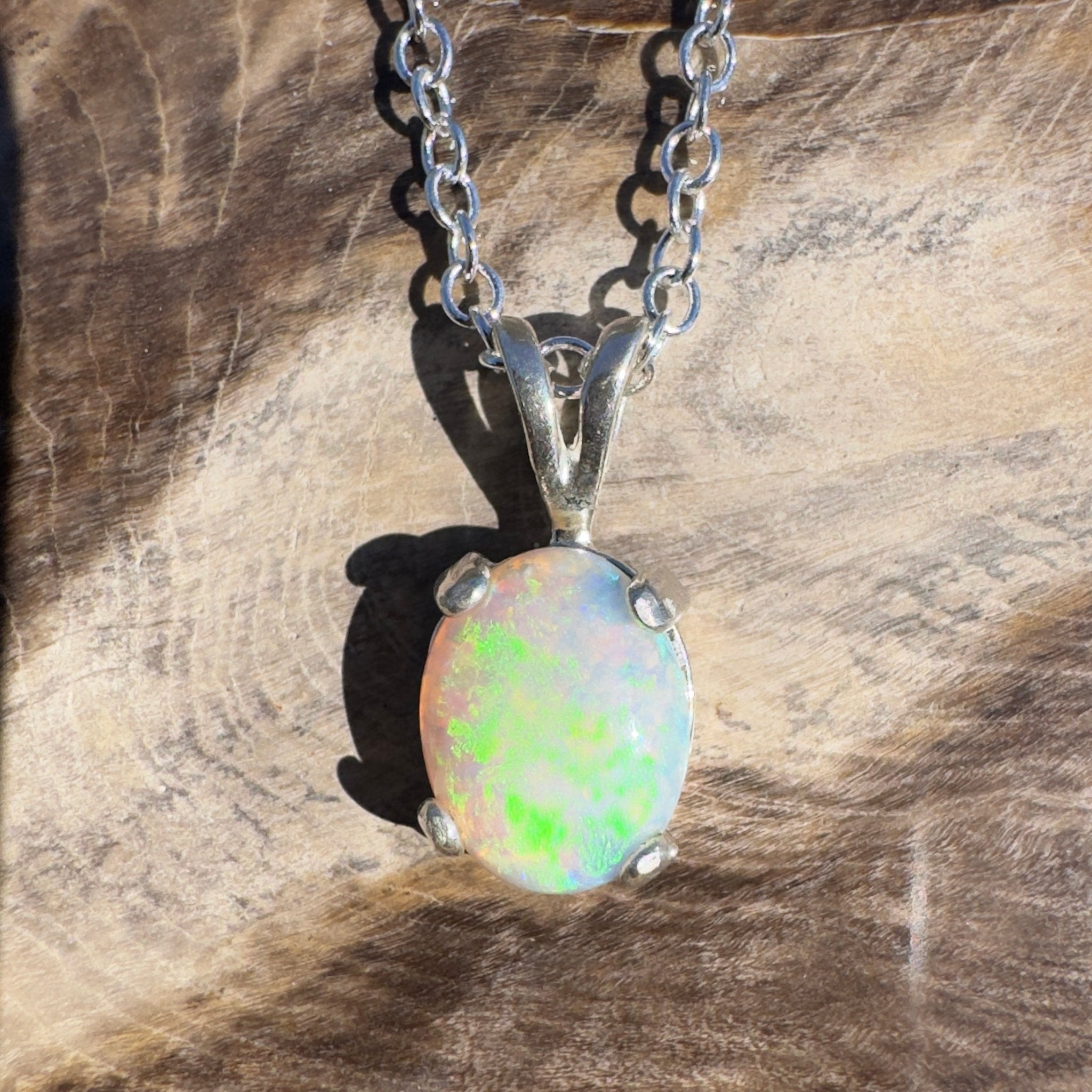 1.1ct Coober Pedy Opal Pendant Necklace ~ 'Atherton Mist' | 925 Sterling Silver | Solid Australian Opal